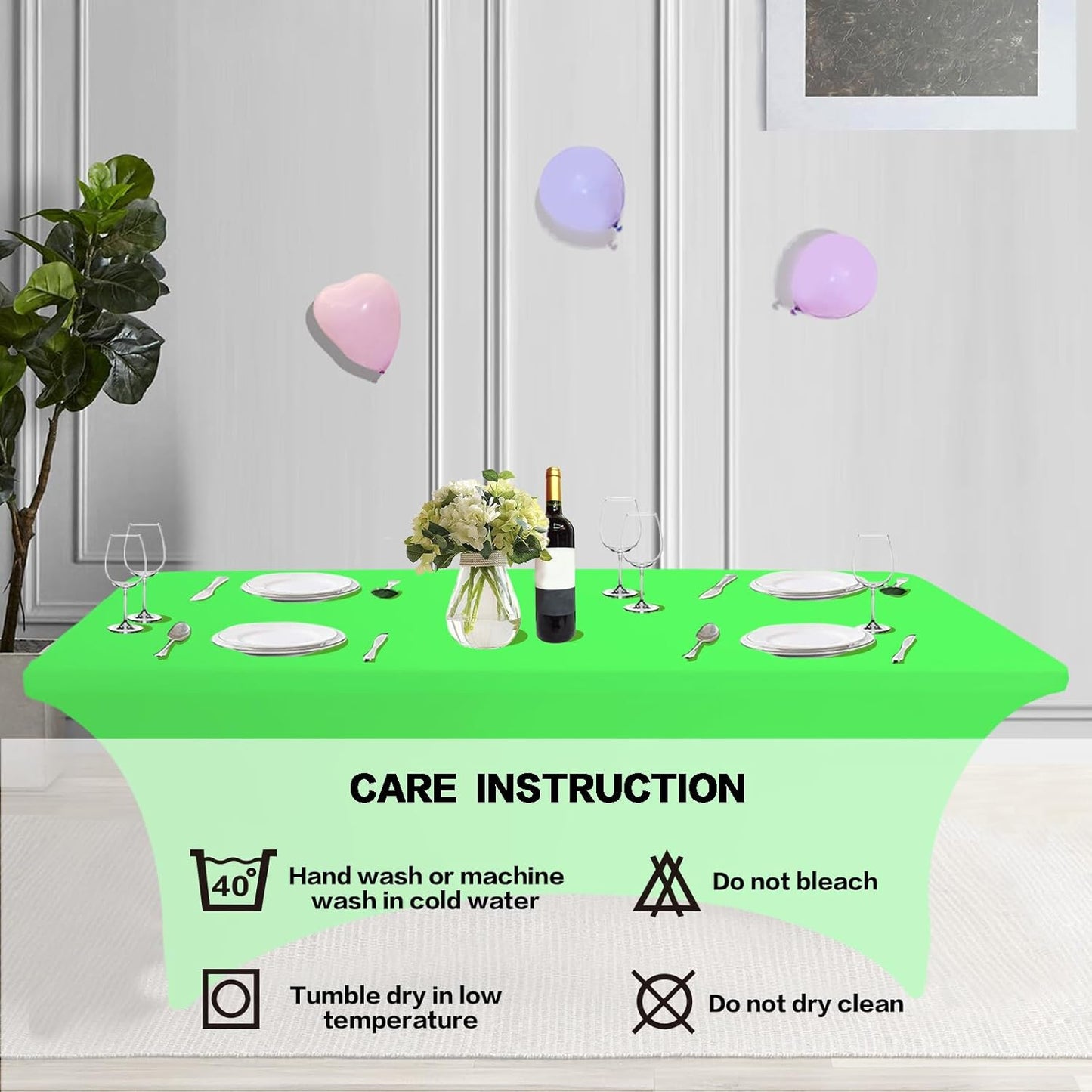 IVAPUPU 6FT Table Cloth for Rectangular Fitted Events Stretch Green Table Covers Washable Cover Spandex Tablecloth Protector for Party, Wedding, Cocktail, Banquet, Festival