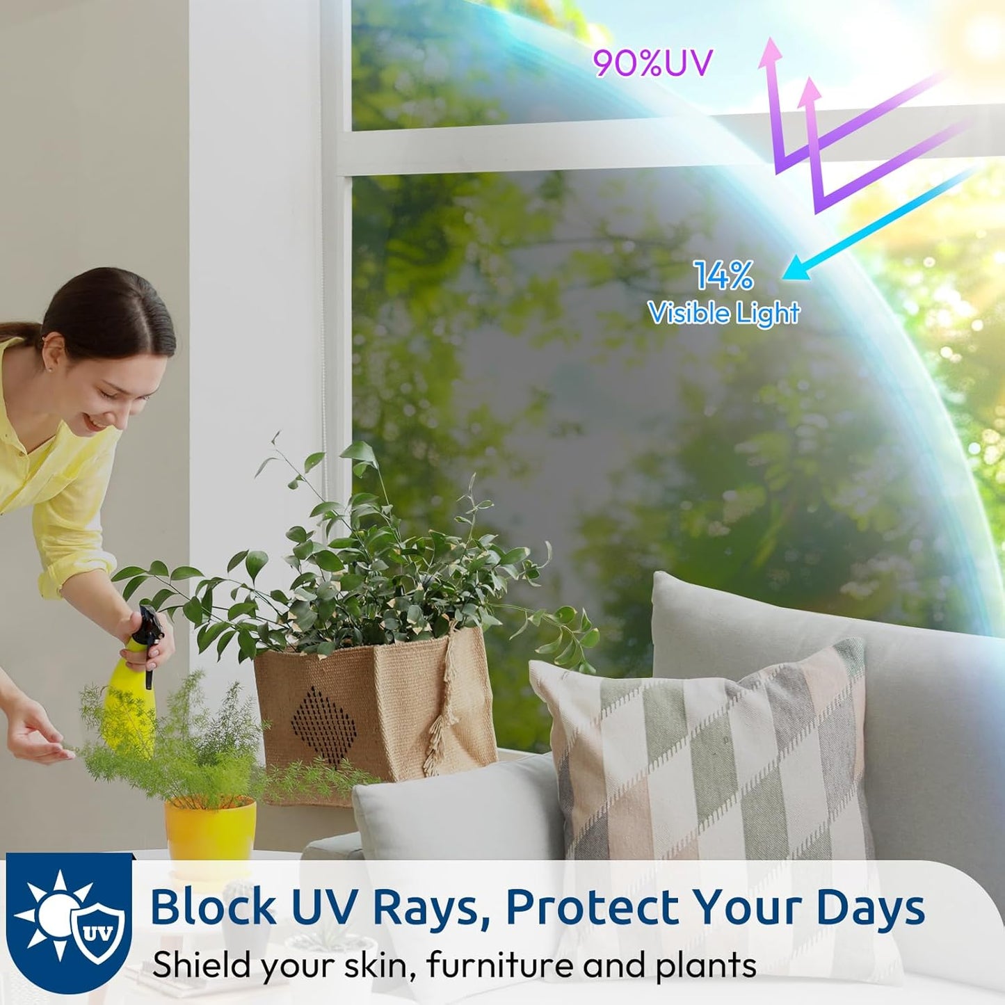 rabbitgoo Window Privacy Film One Way Window Tint for Home, Removable Reflective Heat Sun Blocking Anti UV Glass Door Covering, Mirror Tinting Film House Office, 29.5 in X 16.4 Feet, Black Silver