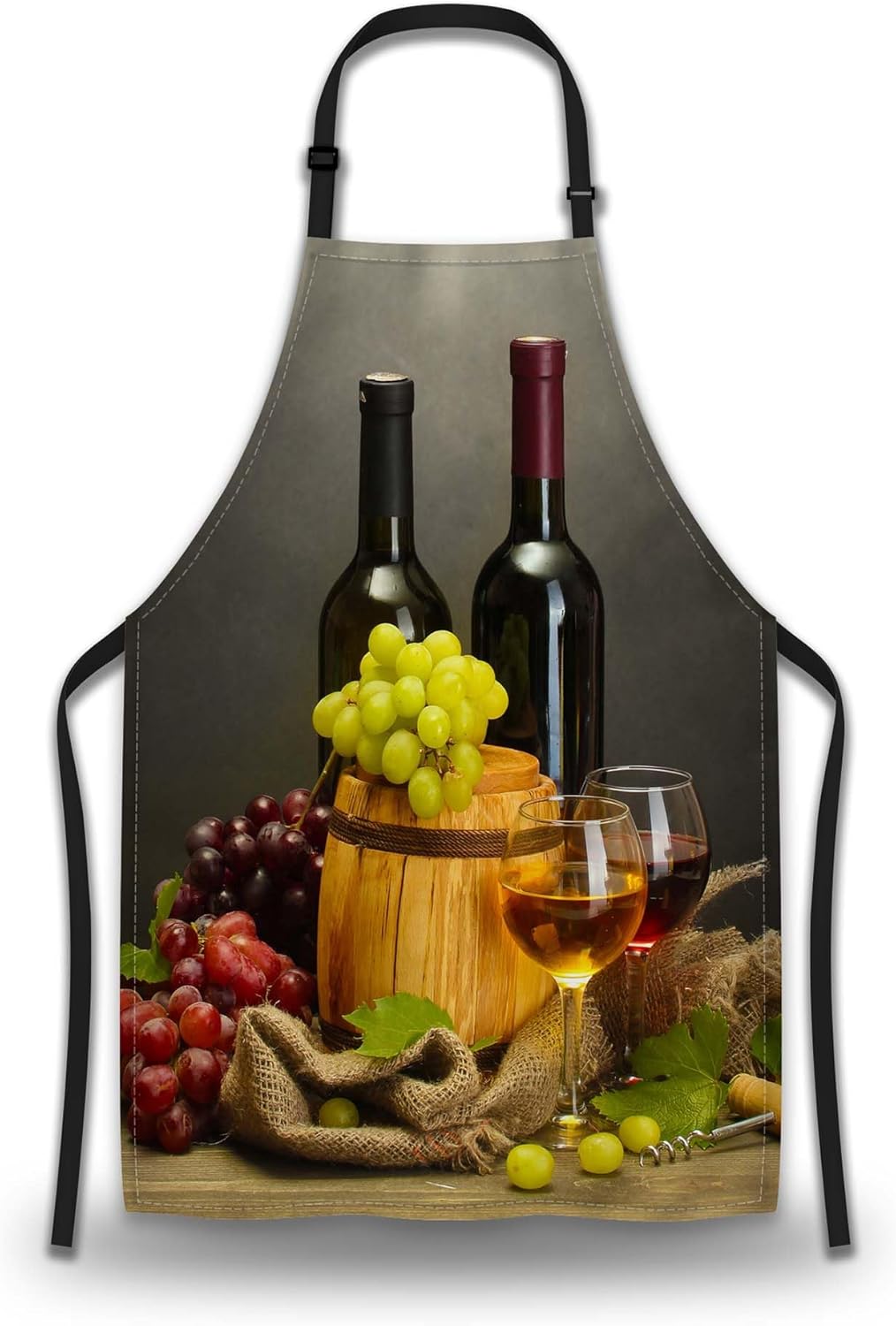 Garden Apron for Men Bottles and Glasses Pinafore Aprons for Women for Kitchen Cooking Restaurant BBQ Painting Crafting Gardening 27” (W) x 31” (H), Waterproof Aprons