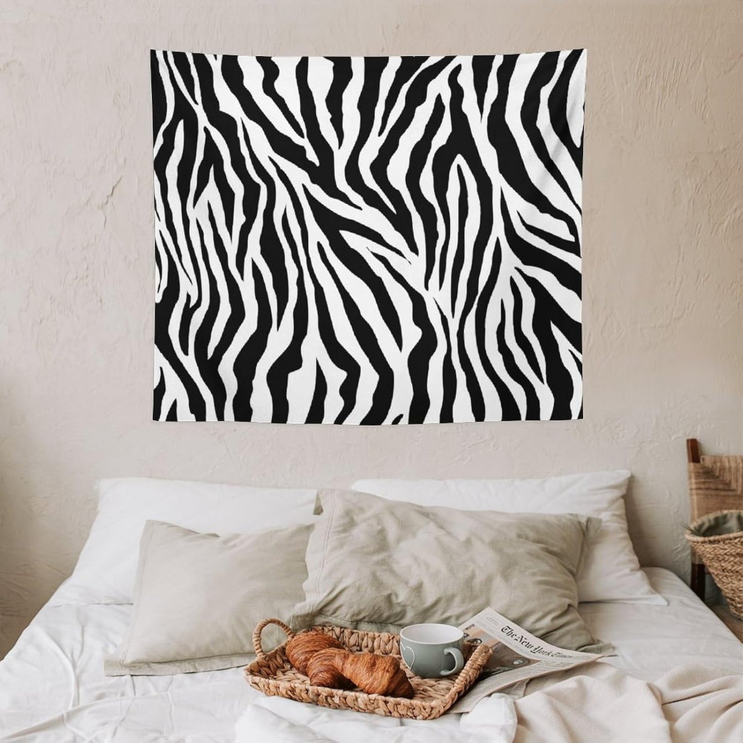 HZOHNAGO Zebra Print Tapestry Nature Wild Animals Black and White Stripe Printed Wall Tapestry Painting Wall Hanging for Bedroom Living Room Dorm 60" W x 50" H