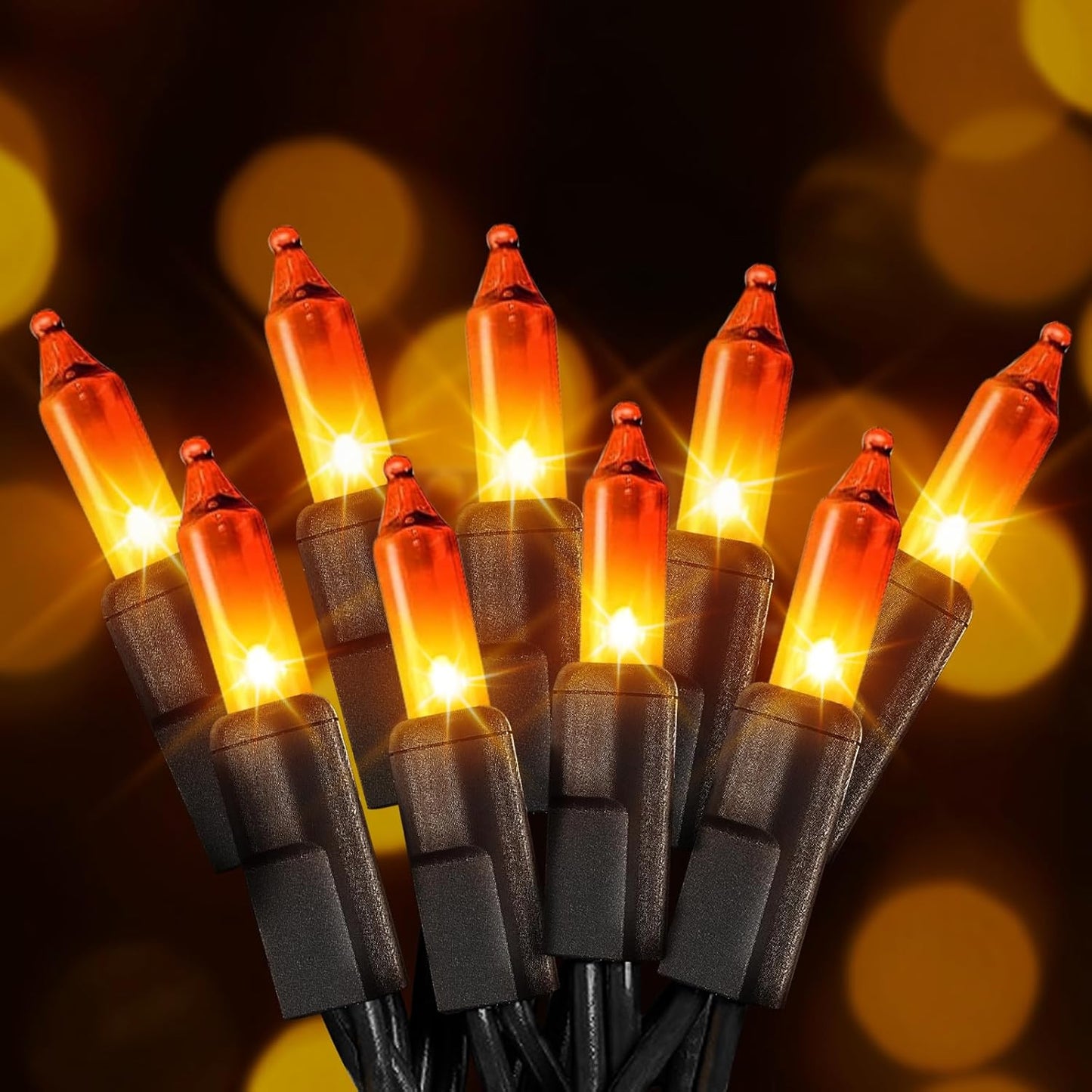 Halloween Lights Orange Lights, 25FT 100 Count Incandescent Connectable Fall Light, 120V UL Listed Waterproof Halloween Decorations for Autumn Indoor Outdoor Party Home Garden Yard Decor