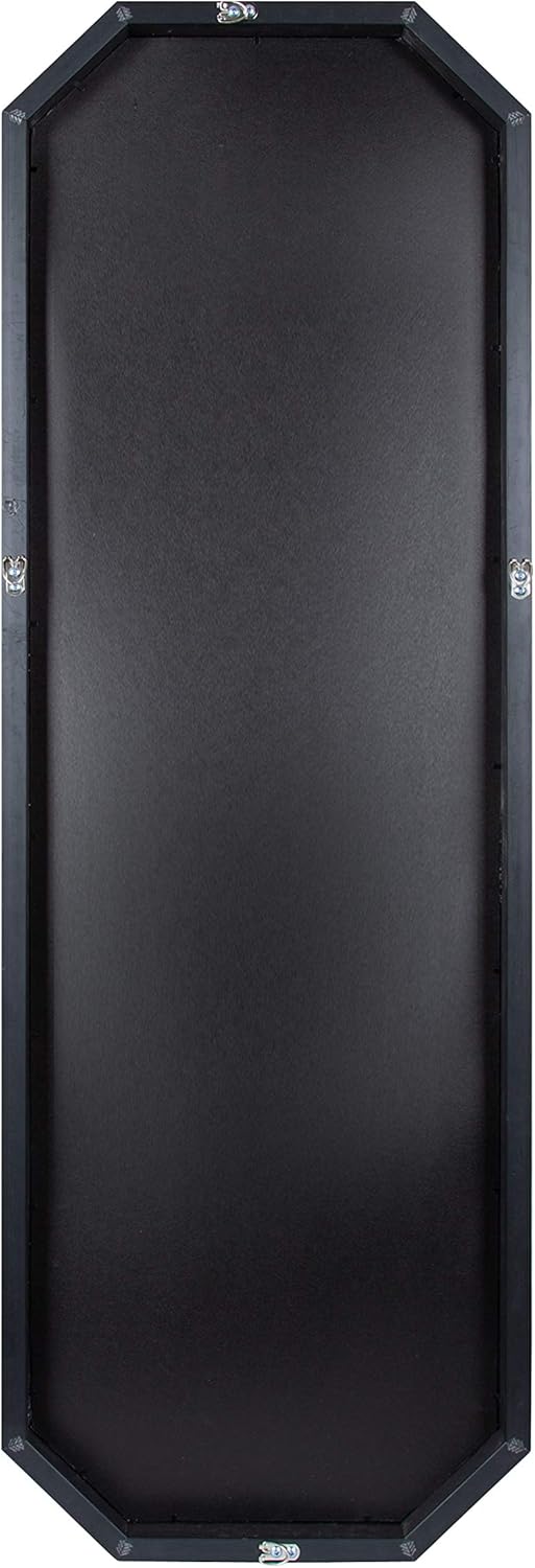 Kate and Laurel Rhodes Modern Full Length Octagon Wall Mirror, 16 x 48, Black, Decorative Glam Geometric Wall Accent