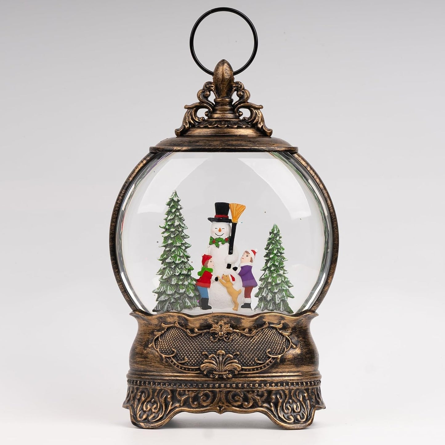 Christmas Snow Globes Lantern Christmas Snow Globe with Music Snowman and Child,6H Timer,USB Lined/Battery Operated Lighted Lantern for Christmas Festival Decoration Gifts
