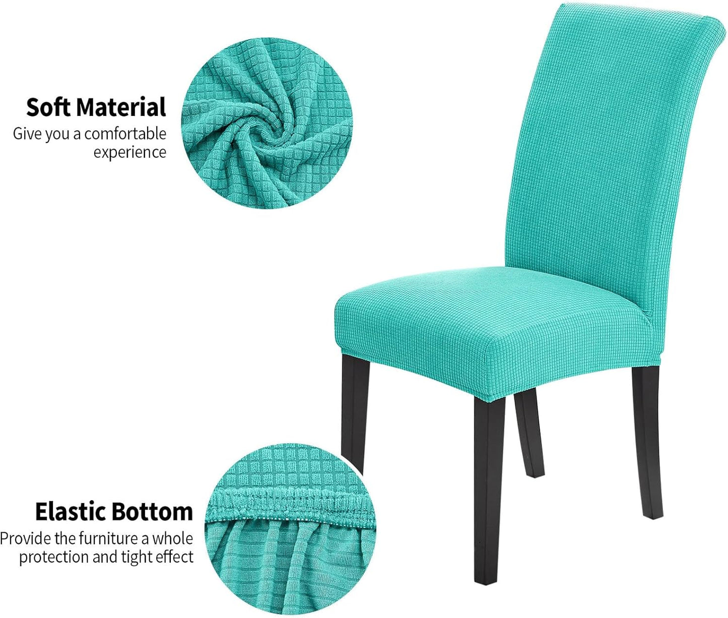 Joccun Chair Covers for Dining Room Set of 6,Dining Chair Slipcovers Stretch Dining Room Chair Covers Seat Protector,Washable Parsons Chair Cover for Home,Banquet(Turquoise,6 Pack)