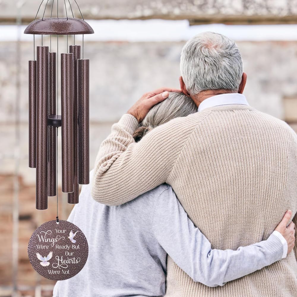 Sympathy Wind Chimes Personalized, Love Doves Wind Chimes for Loss of Loved Dad/Mom, Memorial Gifts Wind Chime for Funeral, in Loving Memory of Husband/Wife, Garden Outdoor Decor (36inch)