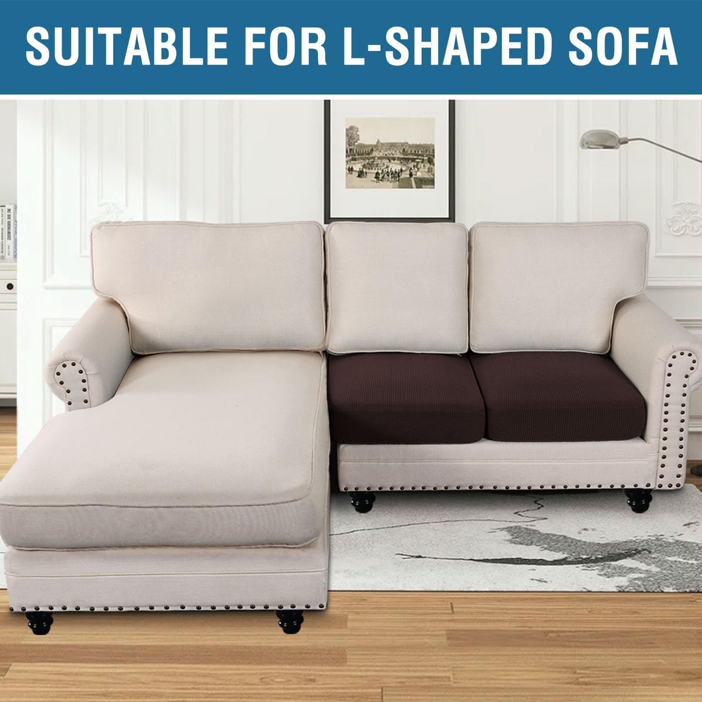 H.VERSAILTEX Super Stretch Stylish Cushions Covers/Furniture Cover Spandex Jacquard Small Checked Pattern Super Soft Slipcover Washable Individual