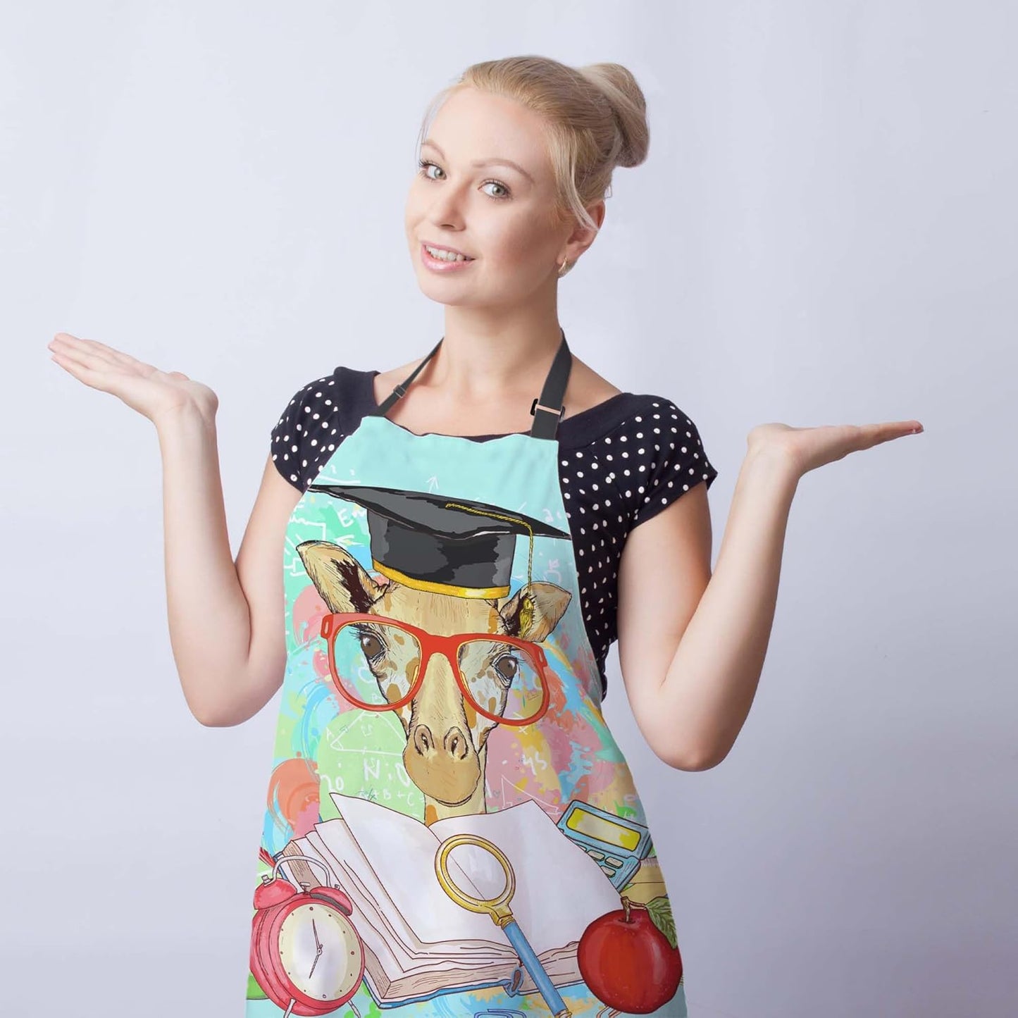 Kitchen Apron for Women Animals Students Giraffe Cooking Aprons for Men for Cooking Restaurant BBQ Painting Crafting Gardening 27” (W) x 31” (H), Waterproof Apron