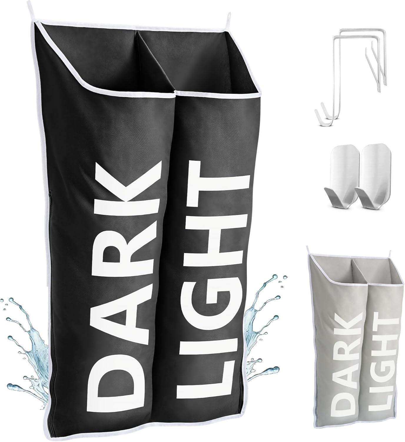 Hanging Laundry Hamper Bag XL 40x22", Space Saving over the Door Storage Bags, Behind the Door Hampers for Dirty Clothes & Wall Mounted Basket for Bathroom, Organizer for Small Room Spaces RV