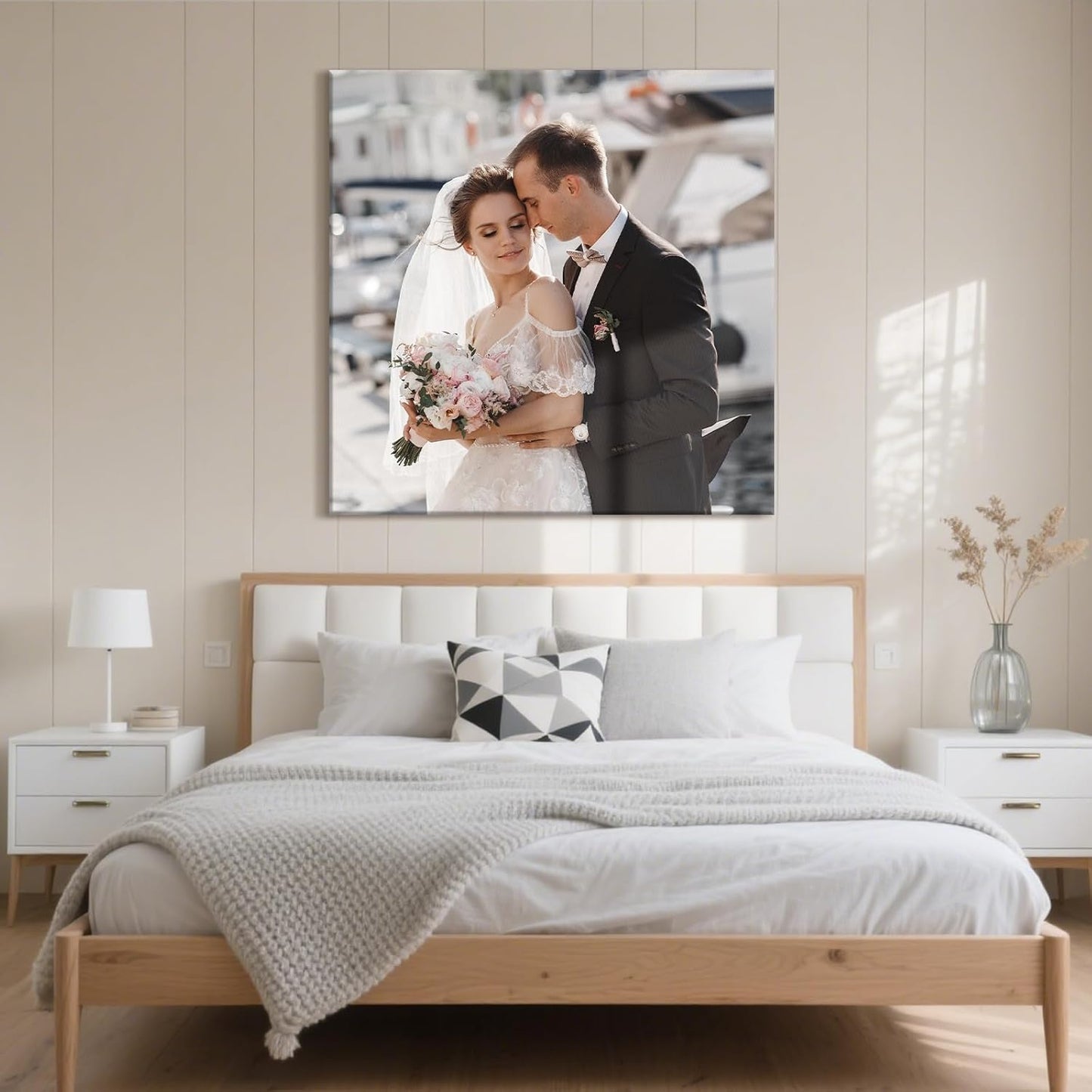 Personalized Custom Canvas Prints with Your Photos & Text, Customized Picture Print, Transform Own Images Into Framed Wall Art Digitally Printed Photo to Canvas, Keepsakes Gifts for Family 16x16’’