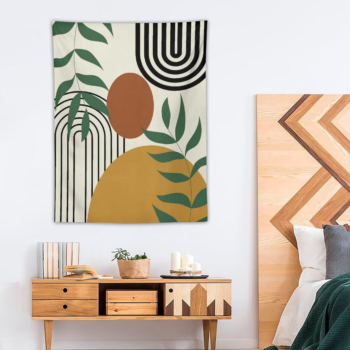 ICMOLYYENLO Boho Plant Aesthetic Tapestry, Abstract Medieval Arch Sun Home Aesthetic Wall Hanging For Bedroom Living Room Dormitory Tapestry 40x60 Inches