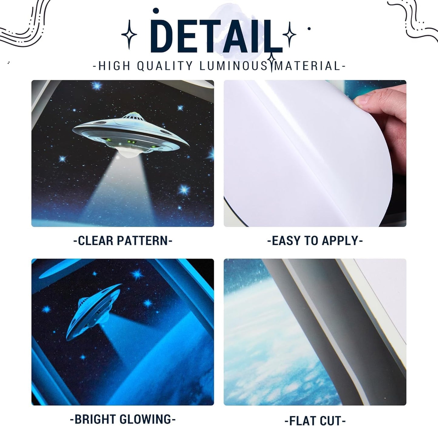 Quanhaigou Glow in The Dark 3D Space Wall Decals, Set of 3 Galaxy Window Stickers for Wall,Planet Themed Room Decor for Kids Boys