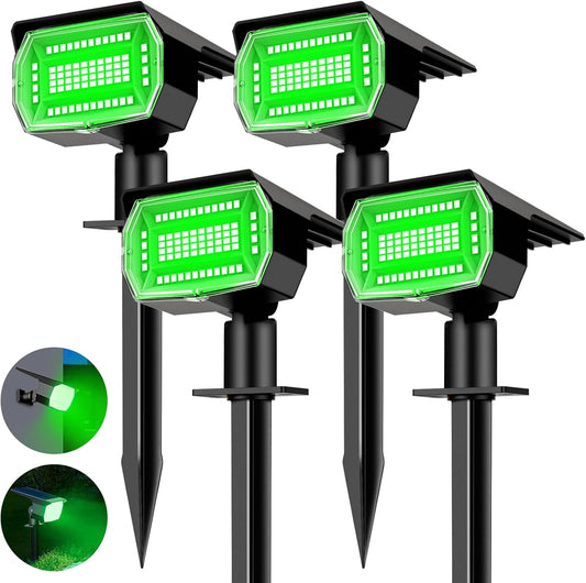 nipify 4 Pack Solar Spot Lights Outdoor, Solar Powered Waterproof Spotlight, Landscape Lighting for Outside Yard Garden Pathway,Green