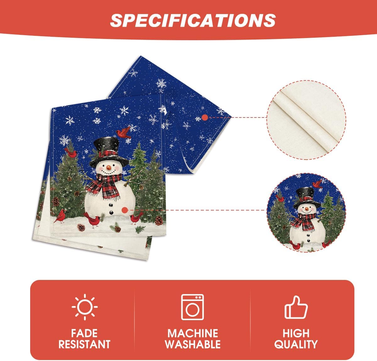 Artoid Mode Snowman Birds Trees Christmas Table Runner, Seasonal Blue Winter Holiday Kitchen Dining Table Decoration for Indoor Outdoor Home Party Decor 13 x 108 Inch