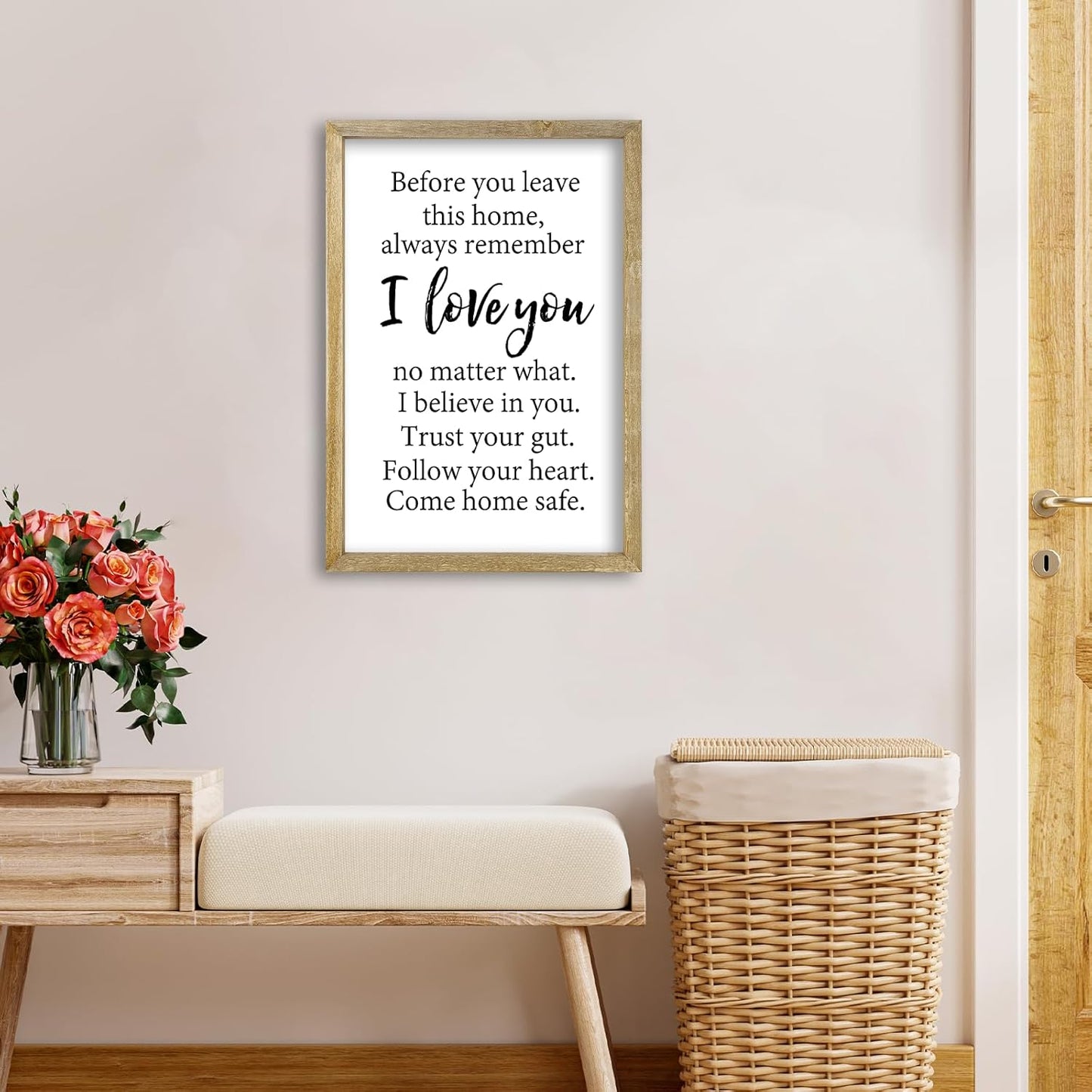Before You Leave This Home Sign Wall Decor 16x11 Inch I Love You Inspirational Entryway Wood Framed Wall Hang Art (Wood)