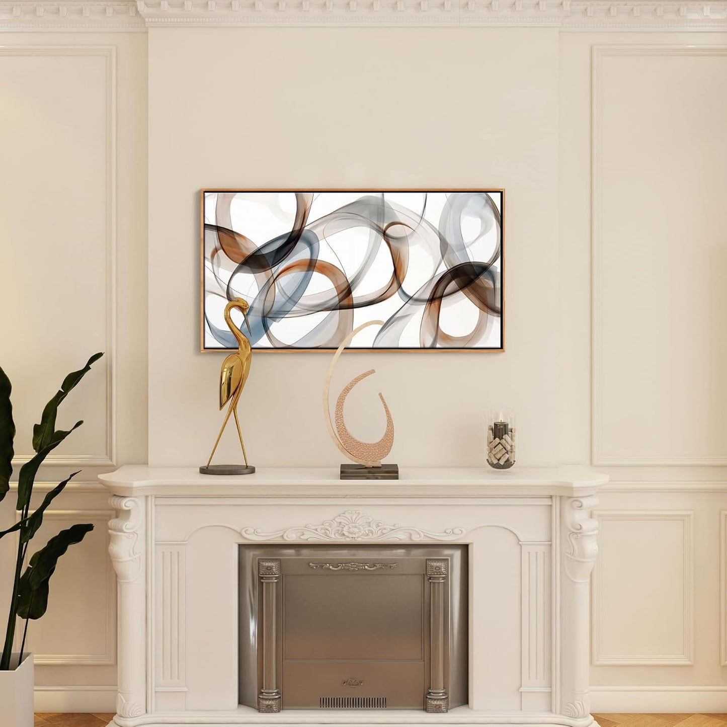 Framed Canvas Wall Art - Large Abstract art prints for Home & Office Decor - Brown Modern, Minimalist Wall Art Decor for Living Room, Bedroom Farmhouse Wall Decor Wood Frame 20×40IN