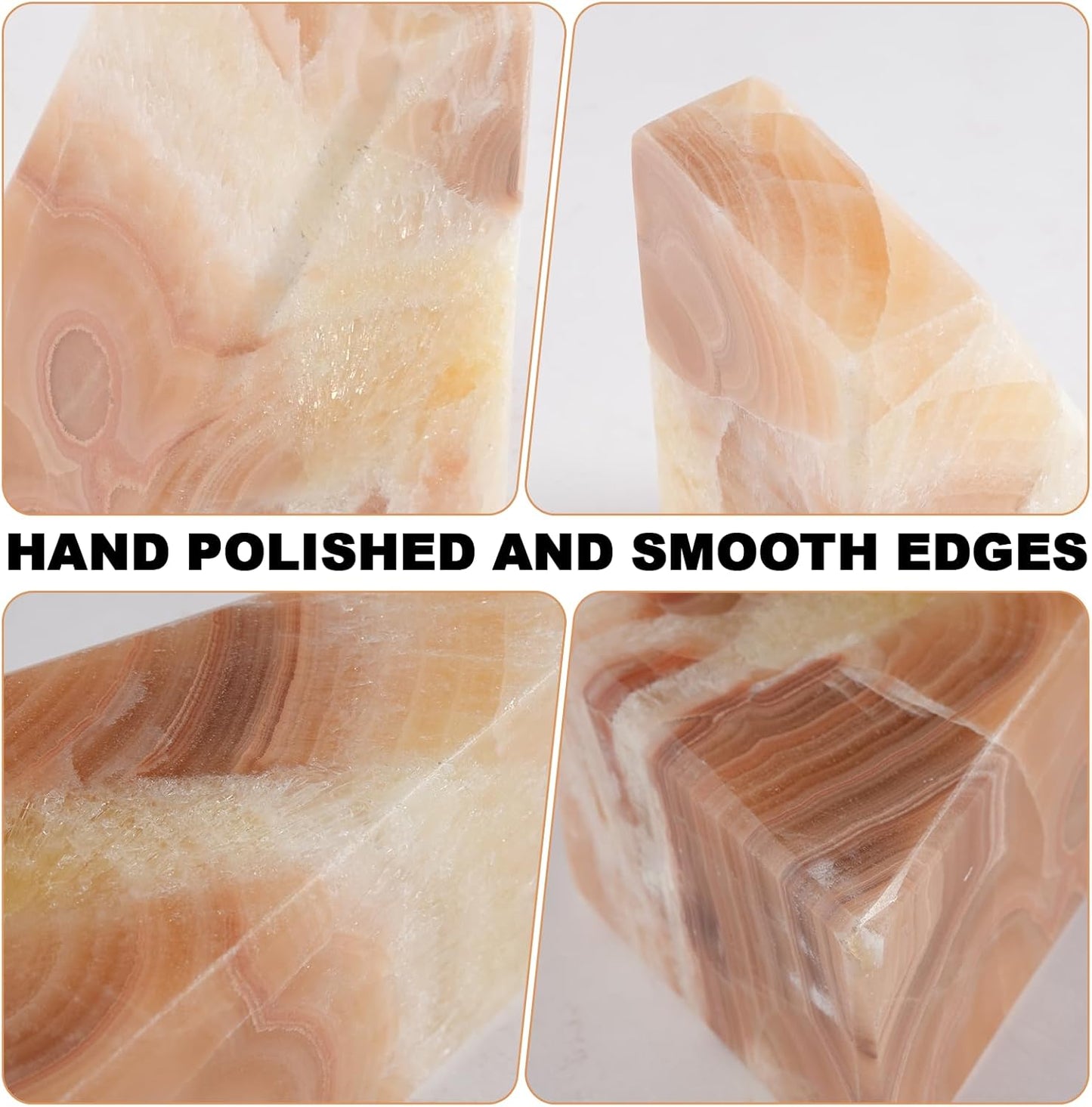 Marble Bookend for Heavy Books, Decorative Bookends for Shelves, Durable and Heavy-Duty Book End for Hardback Book & CDS, Unique Stopper & Holder, Mexico Onyx, Set of 2