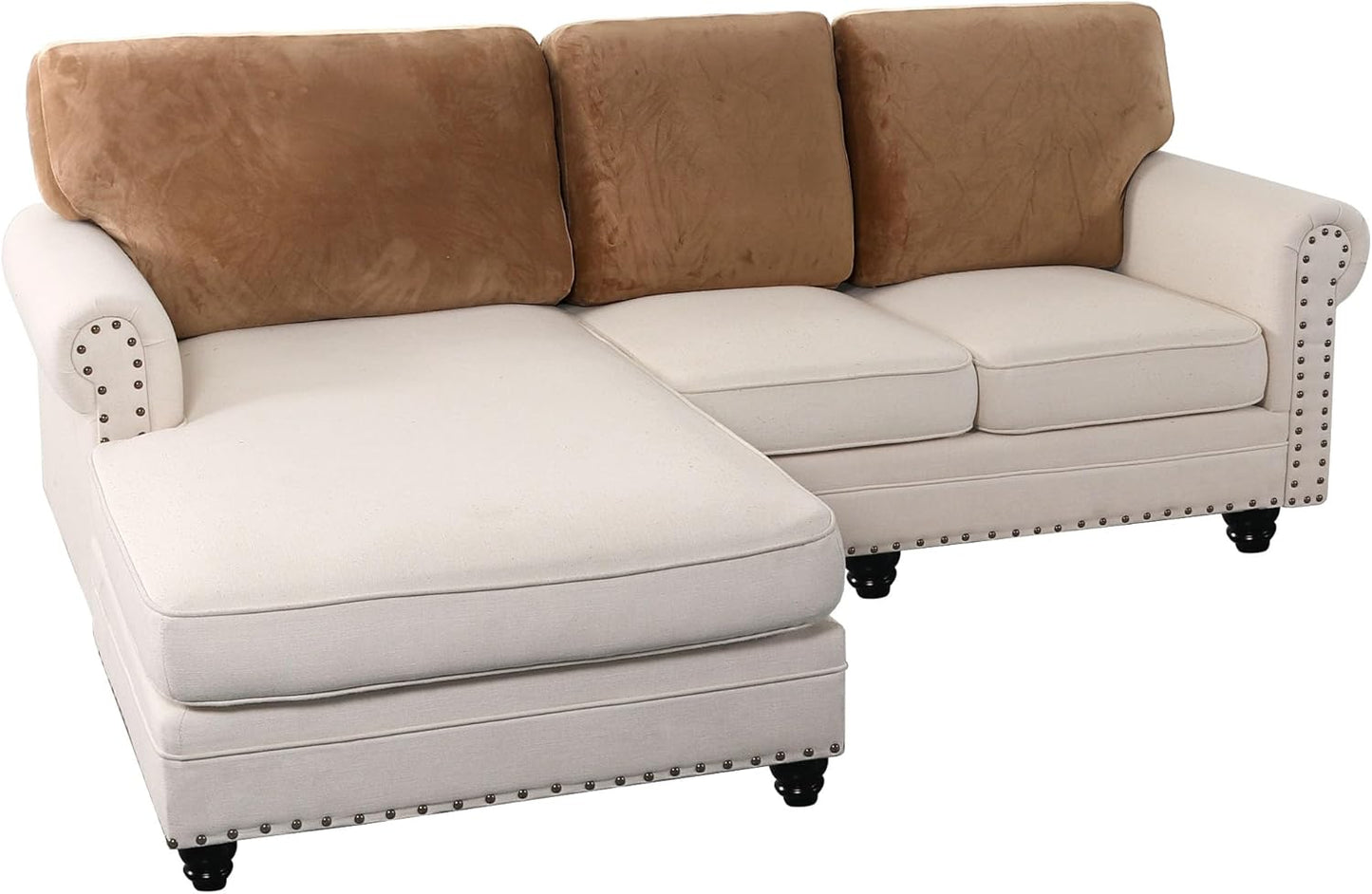 PrinceDeco Sectional Couch Covers Velvet Cushion Covers for Sectional Couch Cushion Covers for Sectional Sofa Separate Sectional Sofa Slipcovers Washable(1 Chaise Back+ 2 Sofa Back,Navy)