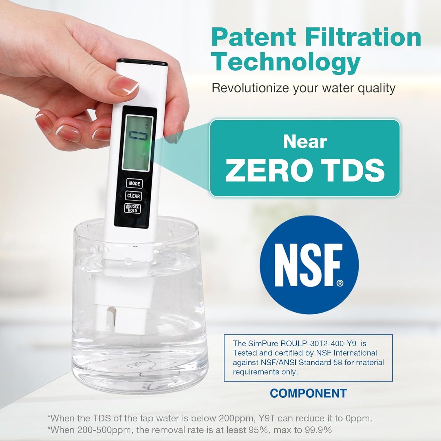 SimPure Y9T Countertop Reverse Osmosis Water Filter, Near Zero TDS 300 GPD 6 Stage Purification, RO Water Filtration System, Super Fast Filtering Portable Water Purifier