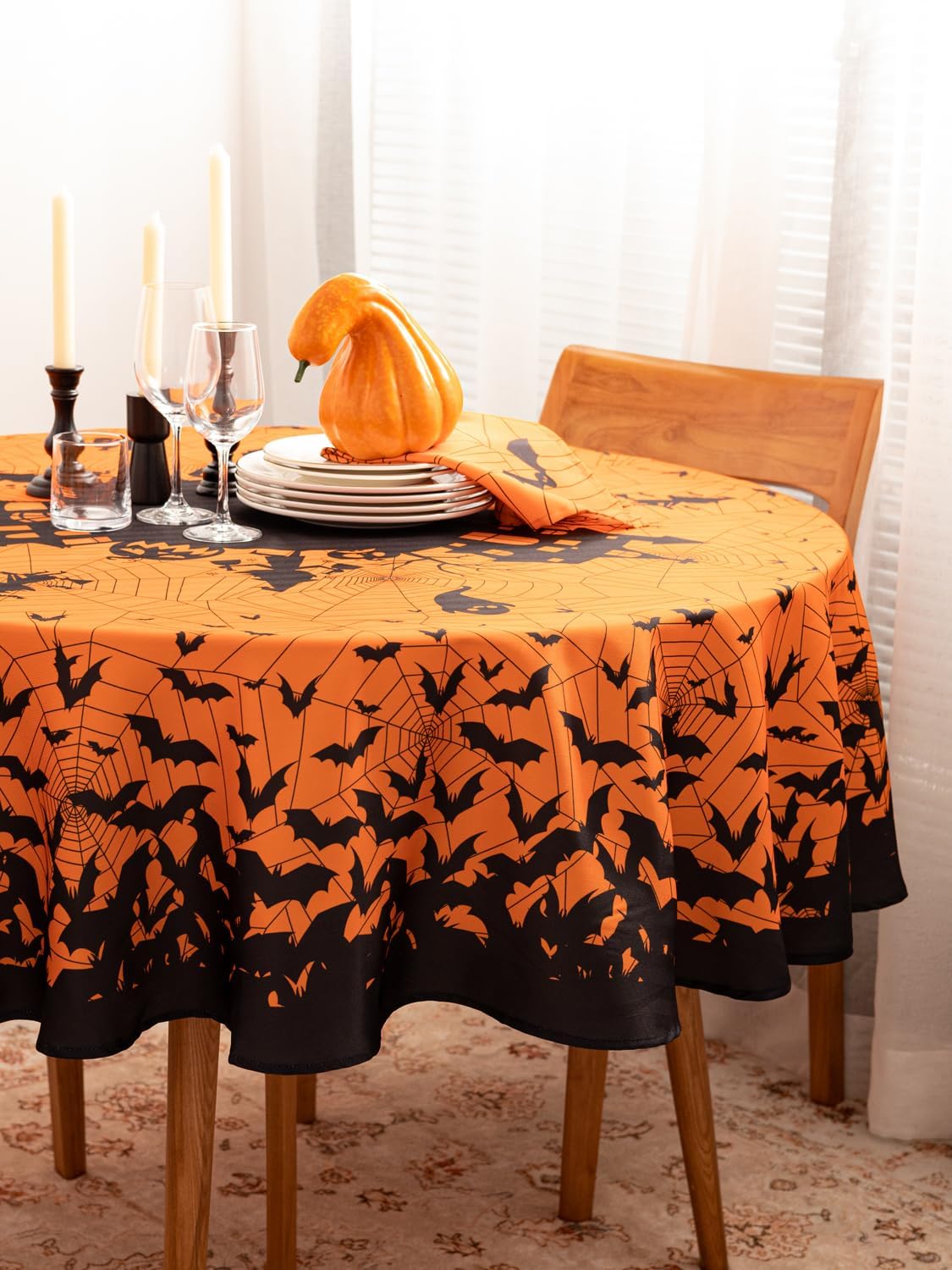 YiHomer Halloween Silhouettes Tabletop for Halloween Decorations, Dinner Parties and Scary Movie Nights, Horror Night, Tablecloth, 70" Round