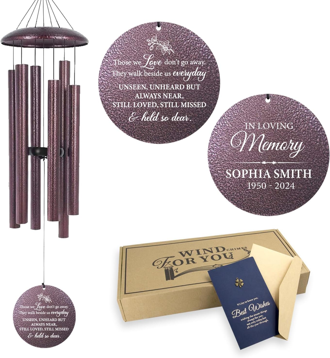 ASTARIN Personalized Wind Chimes Memorial, Sympathy Wind Chime Sorry for Your Loss Gifts, in Memory of Loved One Gift for Women Friend Loss of Husband Wife(Produced in USA)