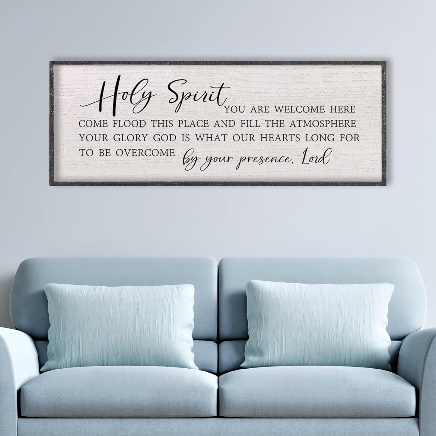 LuZhiQiang Holy Spirit You are Welcome Here Wall Decor 40"X15" Quote Christian Bible Verse Scripture Religious Art Wall Sign (Black)