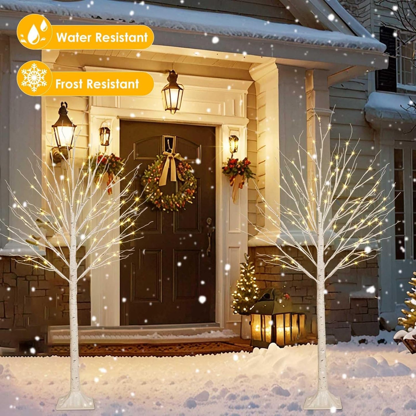 2 Pack 5FT 200LED Christmas Lighted Birch Tree, Timer Function Prelit Artificial Tree Lamp Plug in with Warm White Lights, 2 Modes Twinkling Twig Trees for Indoor Outdoor Party Christmas Decorations