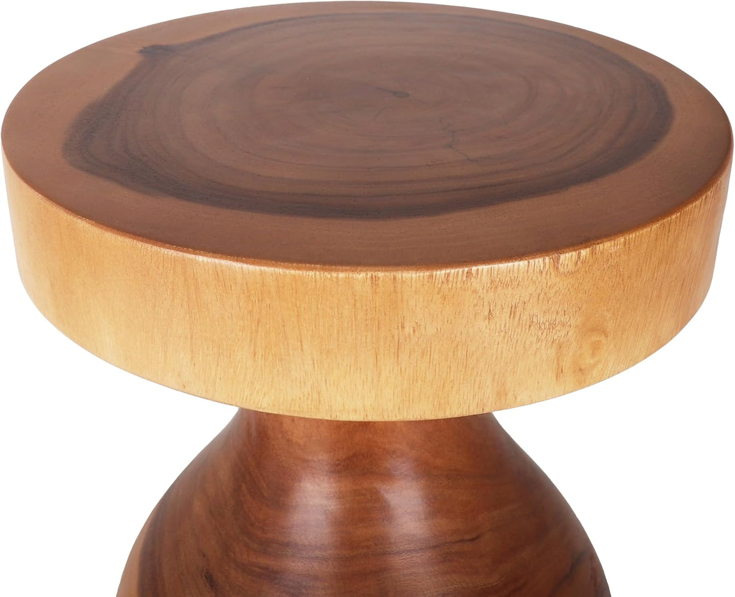 Rutledge & King Creston Wood End Table - Small Round Side Table - Suar Wood Side Table - Round Nightstand/Small Accent Table - Round End Tables Living Room - Wooden Side Table