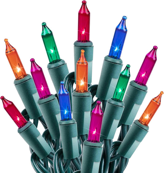 Minetom Clear Christmas Lights 2 Pack 26.5 Feet 100 Counts Mini String Lights Waterproof for Indoor Outdoor Patio Wreath Garden Wedding Party Thanksgiving Holiday Xmas Tree Decorations, Multicolored