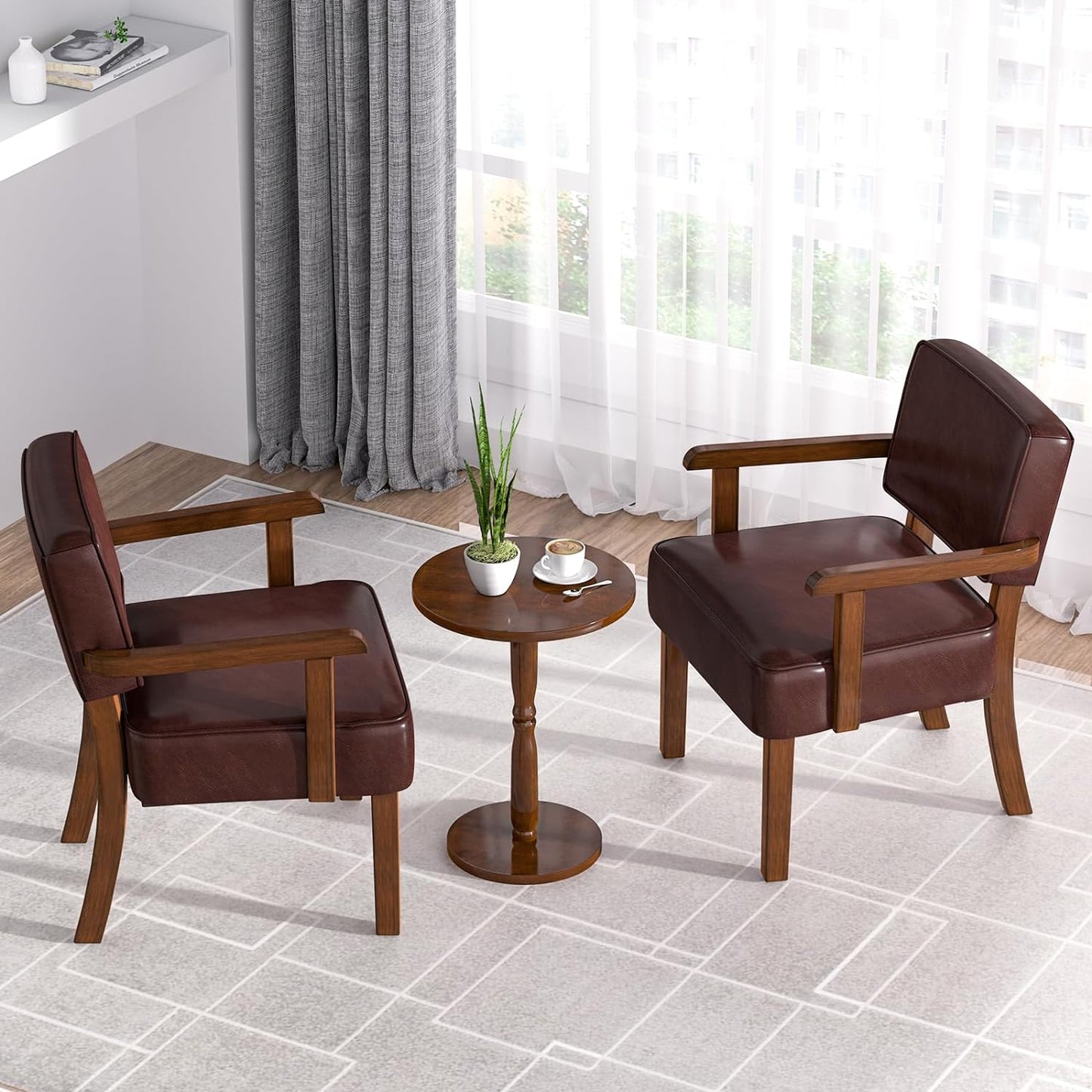 Accent Chair, PU Leather Living Room Chairs Oversize with Soft Seat and Armrests for Living Room Dinning Room Bedroom Reading Room Waiting Room