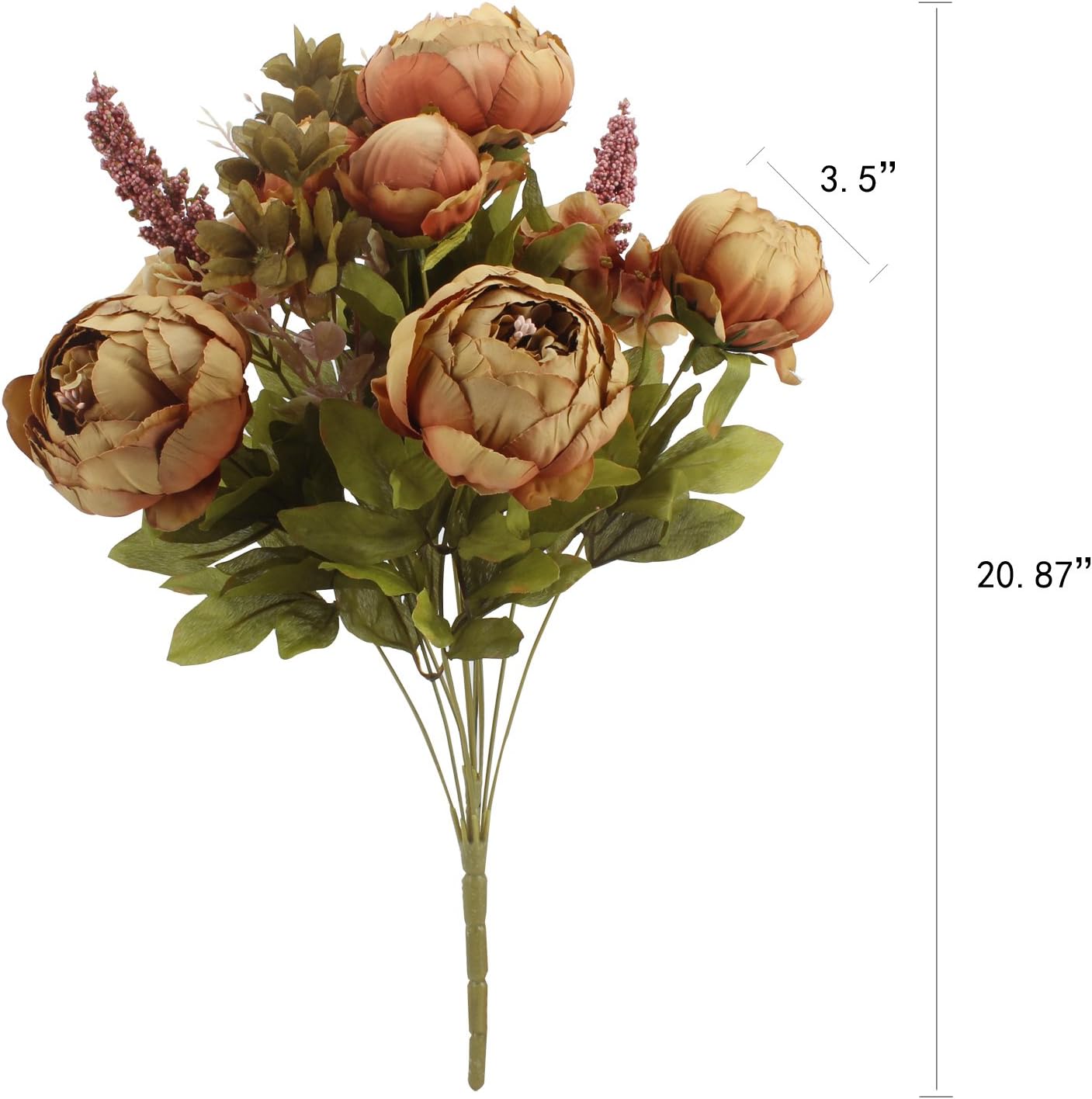 Duovlo Fake Flowers Vintage Artificial Peony Silk Flowers Wedding Home Decoration,Pack of 1 (Coffee)