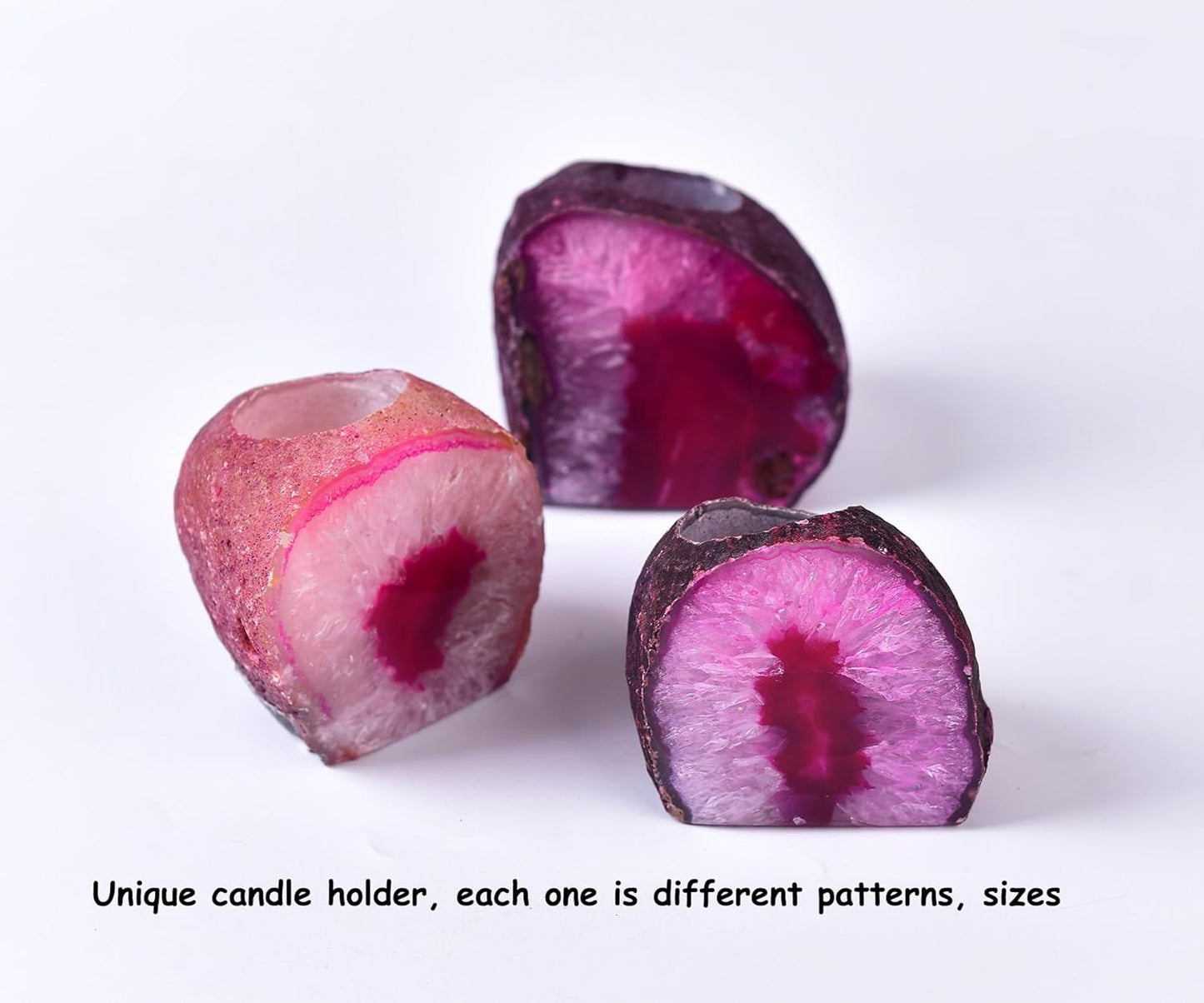 AMOYSTONE Dual-Purpose Agate Stone, 1-1.5lb Plant Terrarium & Candle Holder Base, for Boho Home Office Accent