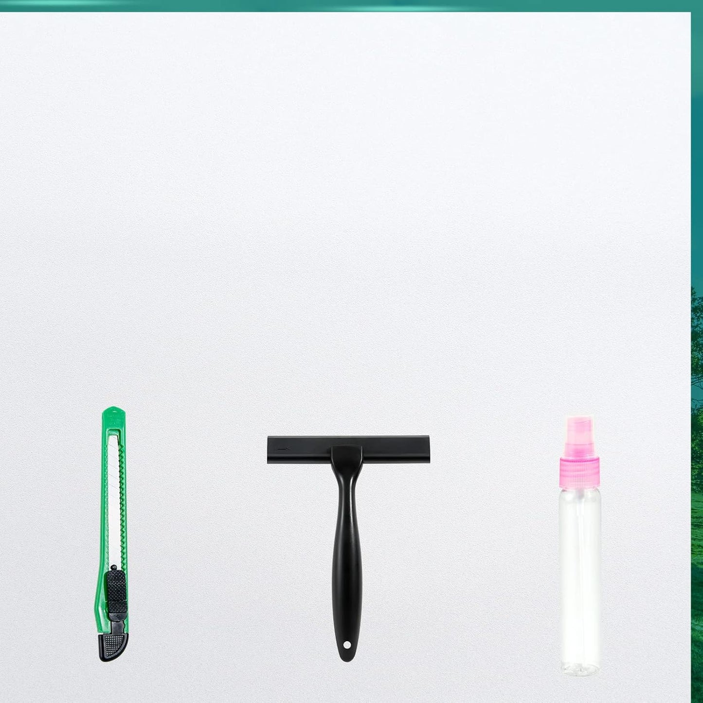 Frosted Glass Window Film with Tools,Reusable Window Privacy Film,Static Clings Window Film Kit for Home Bathroom and Office. (White, 35.4Inch×196.9Inch)