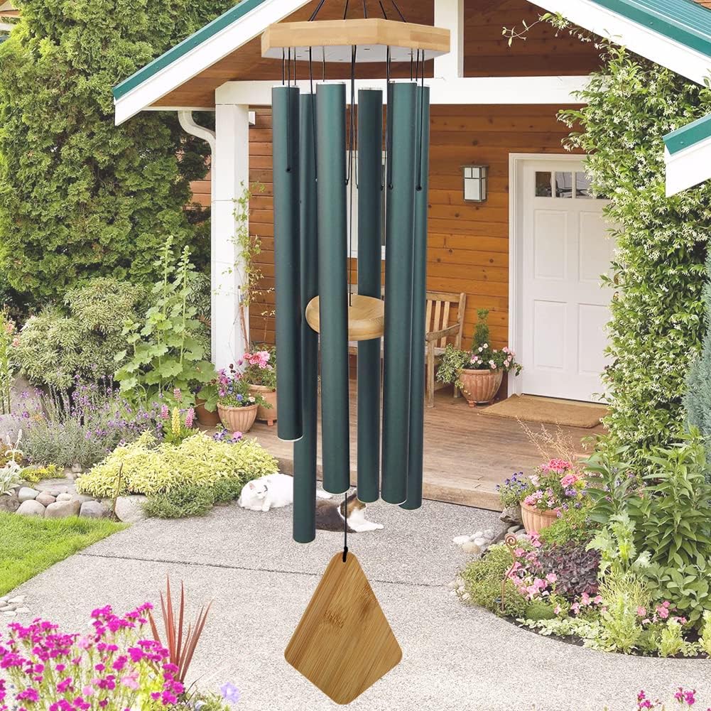 Wind Chimes Outdoor Deep Tone, 36 Inches Large WindChimes Outdoor Sympathy Windchime for Mom/Housewarming/Christmas, Garden Chimes for Outside Decoration. Green