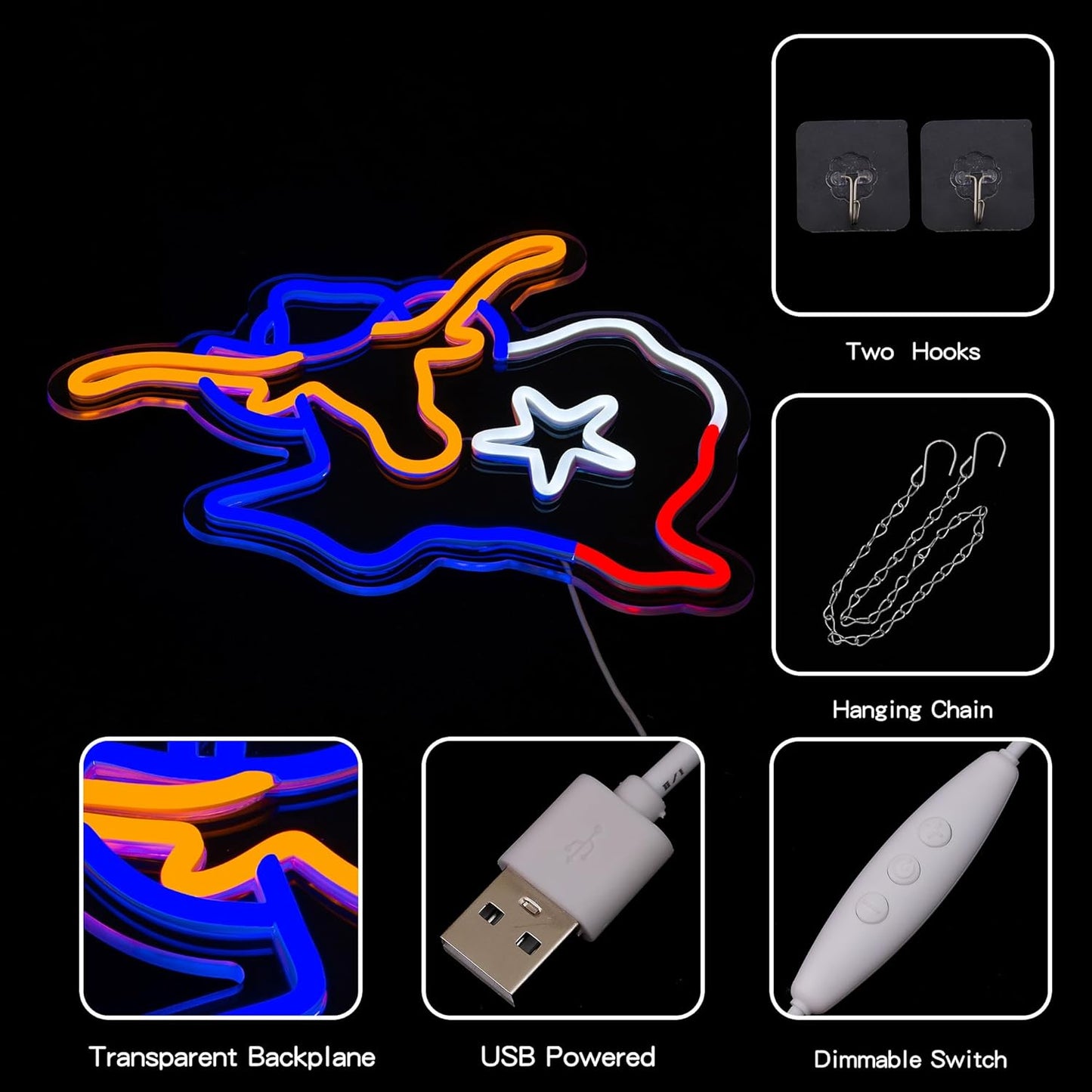 Texas Neon Sign Longhorn Neon Light for Wall Decor cowboy Neon Signs Colorful LED Neon Sign USB Powered LED Neon Light for Bedroom Living Room Mall Restaurant Shop Decor