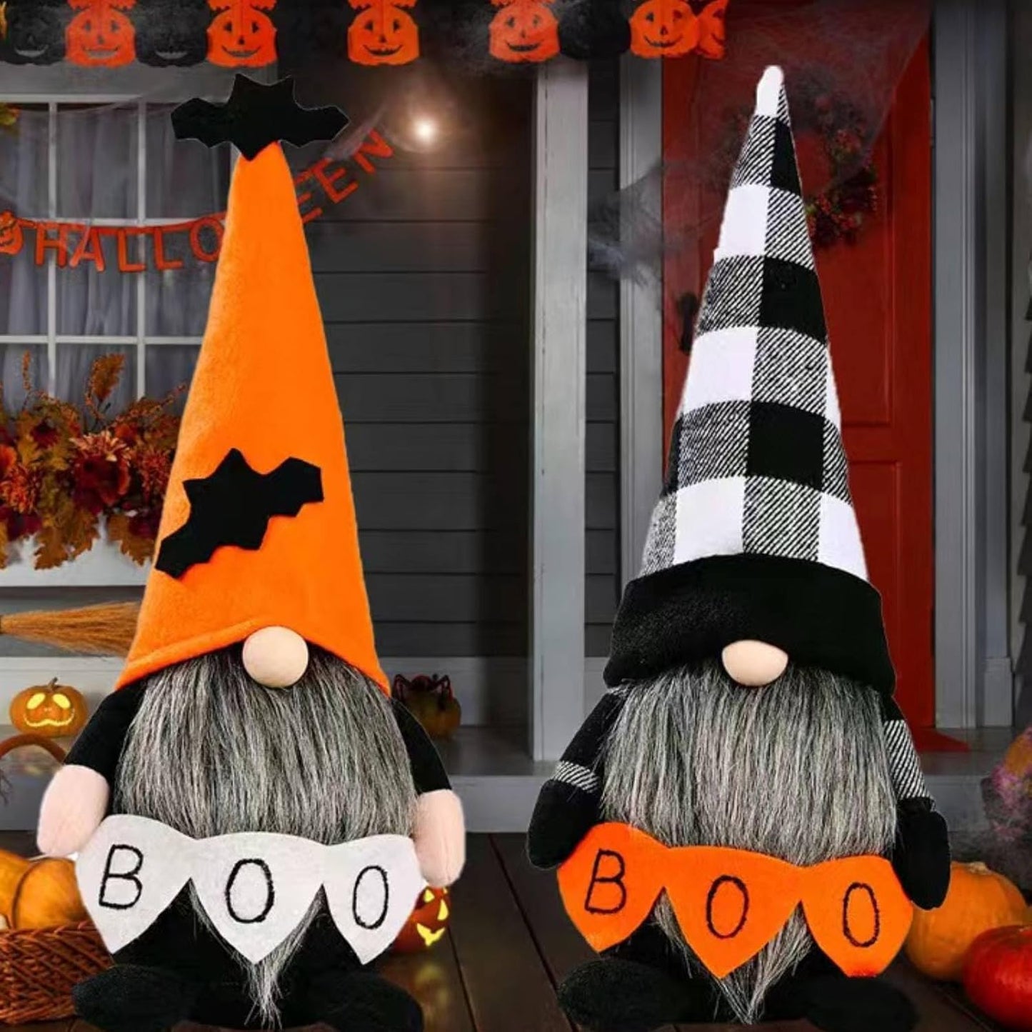 Halloween Gnomes Plush Decor, Witch Scandinavian Tomte Nisse Gnome Swedish Table Decorations, Handmade Plush Elf Dwarf for Home Stuffed Gnomes Gifts for Women, Black