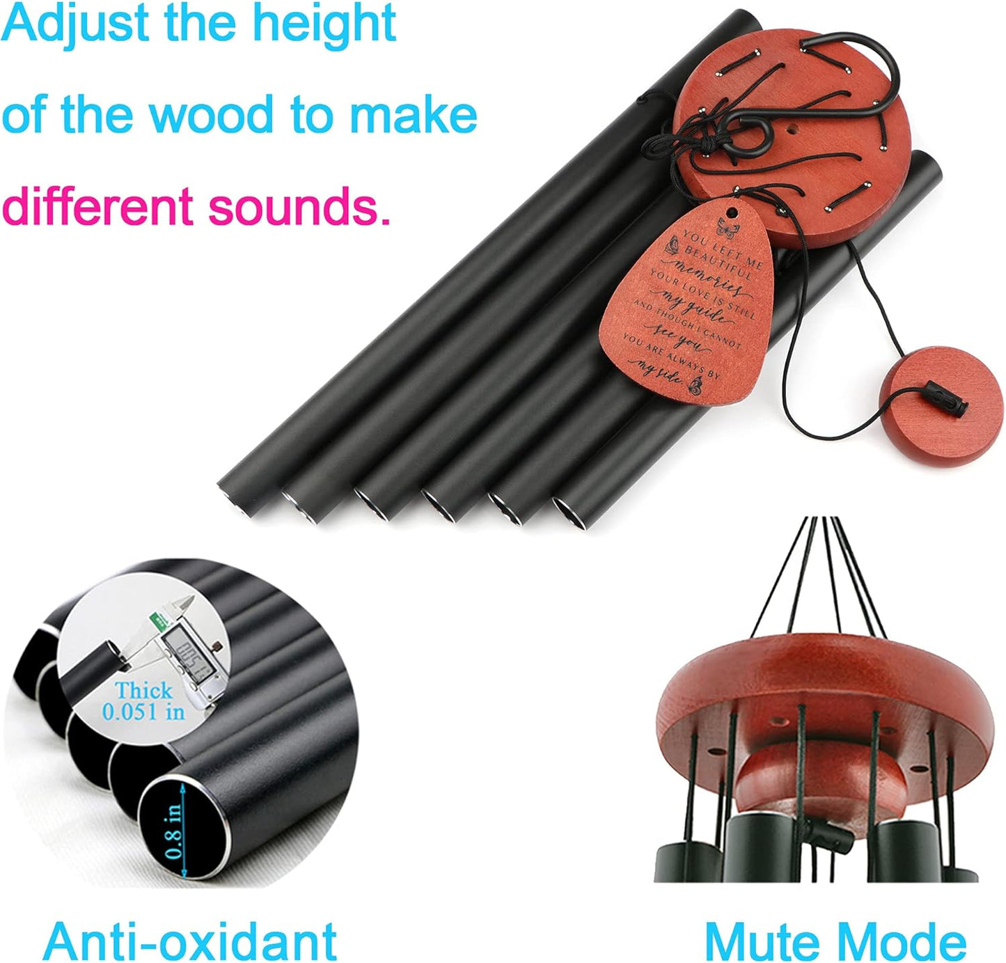 Memgift Sympathy Gifts for Loss of Loved One Memorial Wind Chimes Dad Mom Memorial Windchime Bereavement for Loss of Dad Mom Son Daughter Wind Chimes for Outside