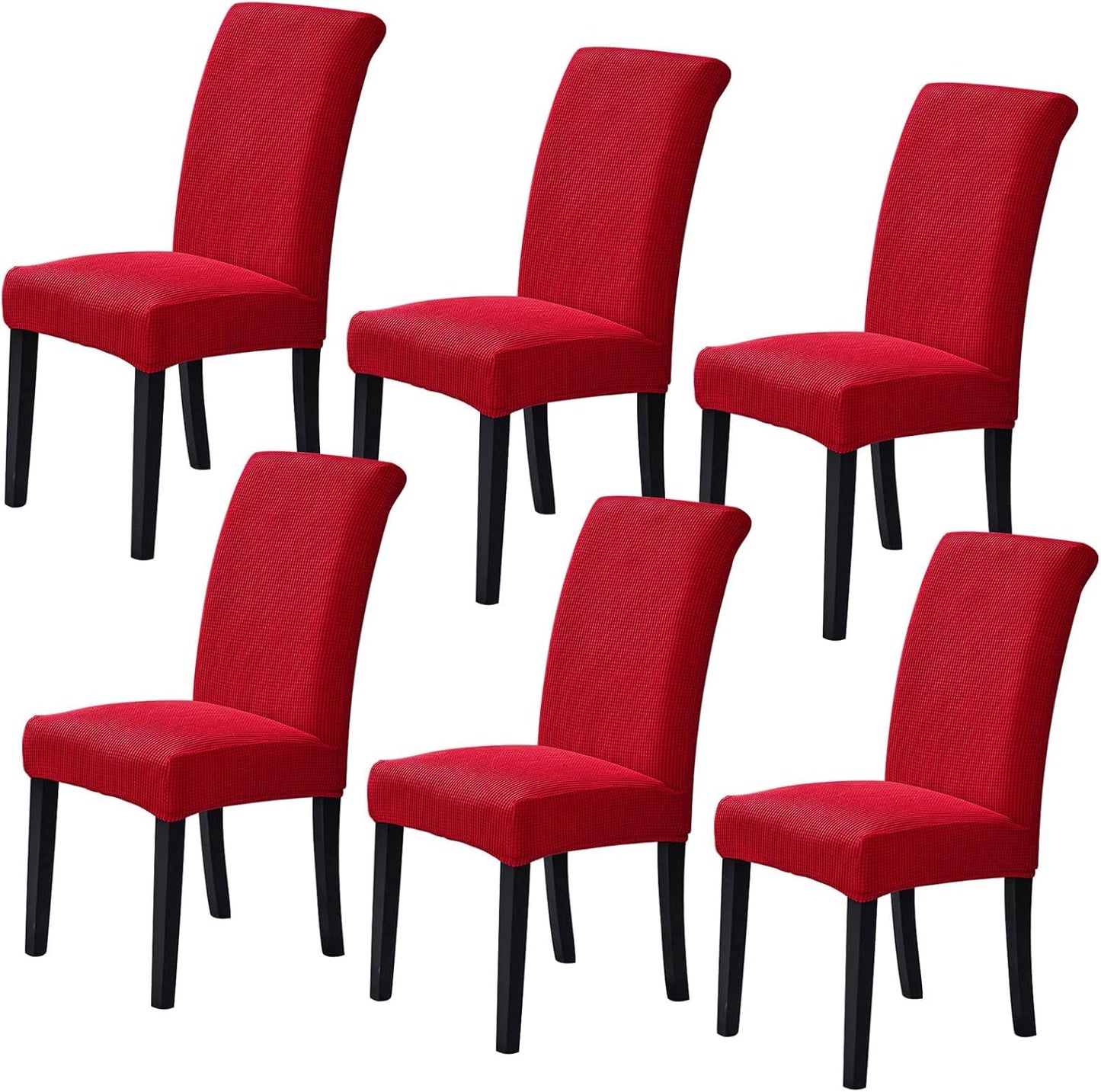 Howhic Stretch Chair Covers for Dining Room Set of 2, Removable Washable Dining Room Chair Covers, Dining Chair Slipcovers Seat Protector, Great for Home Decor and Banquet (Ruby, 6 Pack)