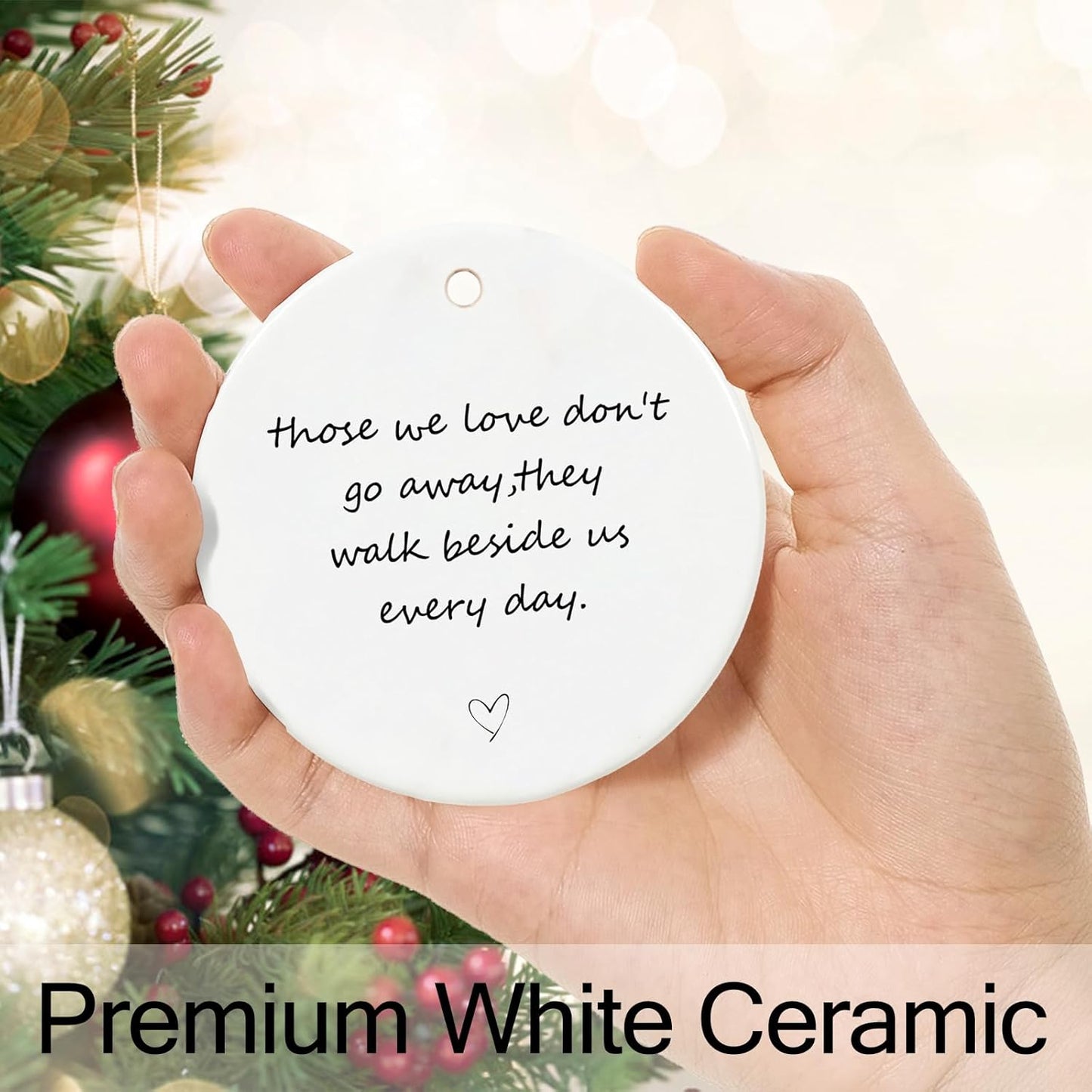 Those We Love Don't Go Away, Memorial Ornaments for Loss of Loved One, Sympathy Gift, Memorial Gifts, Ceramic Keepsake in Loving Memory Ornaments with Ribbon and Gift Box