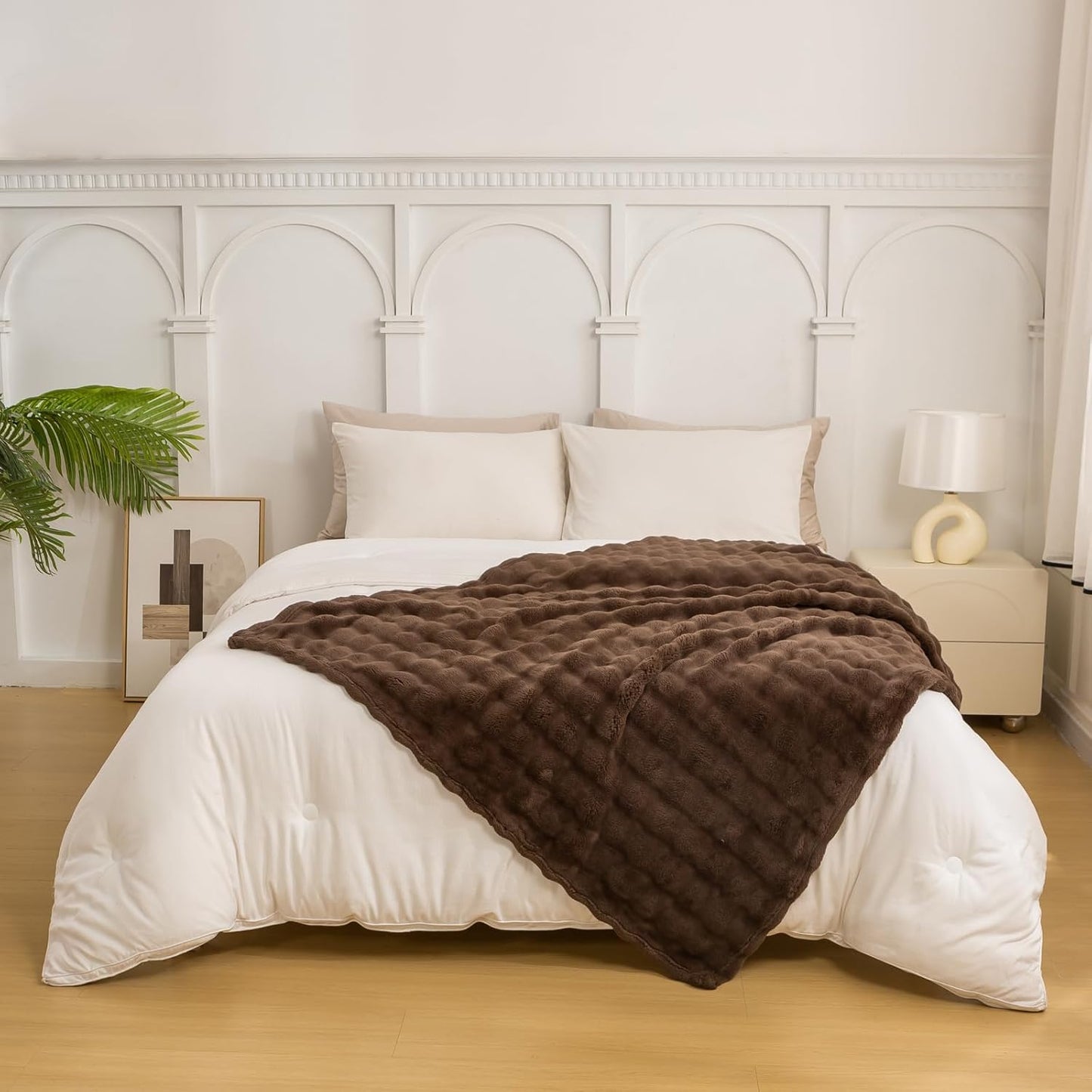 YUSOKI Luxury 3D Bubble Throw Blanket 2lb,All Ages,Home Decoration, (Brown,50 * 60inches)