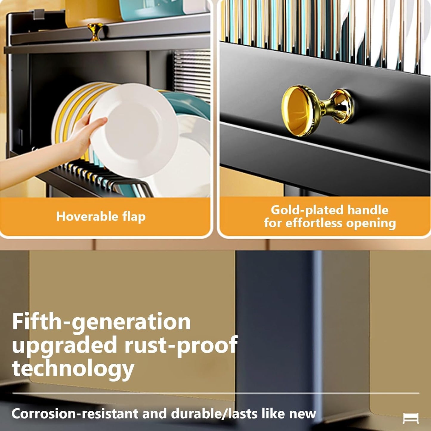 Kitchen sink rack dishwashing sink countertop dustproof cupboard storage multifunctional tableware storage drain rack double layer,KeepKitchen Sink Shlef Organized Space-Saving(White,65cm/25.6in)