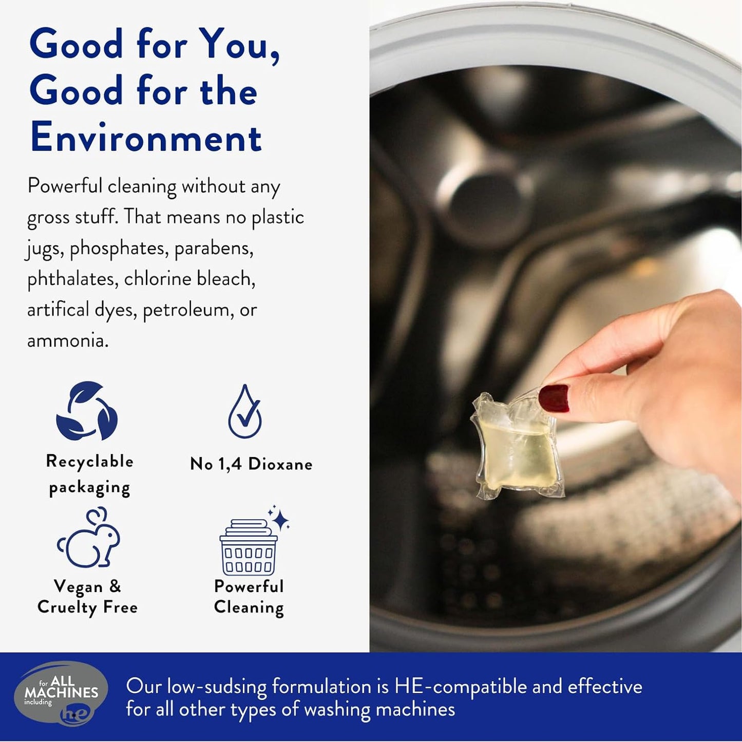 The Clean People Laundry Detergent Pods - Hypoallergenic Laundry Pods - Ultra Concentrated, Recyclable Packaging, Stain Fighting - Fresh Scent, 192 Pack