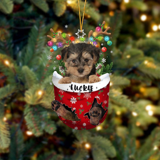 Yorkipoo Dog Christmas Ornament, Yorkipoo in Snow Pocket Christmas Tree Ornament, Dog Lovers Gift Idea Xmas Decor, Christmas Decorations for Tree, Christmas Ornament Gift for Dog Lovers