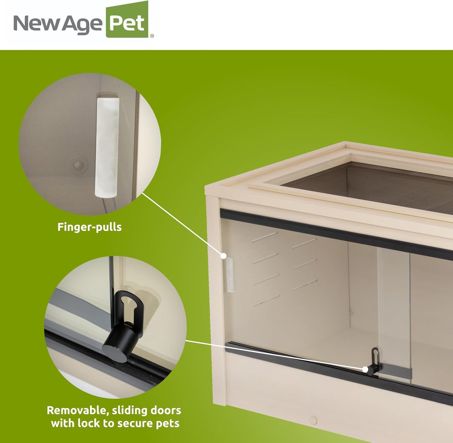 New Age Pet ECOFLEX 36" Mojave Reptile Lounge -Durable Wood Plastic Composite Habitat with Ventilation, Removable Glass Doors & Lock, Easy Assembly, for Tortoises, Snakes, Iguanas