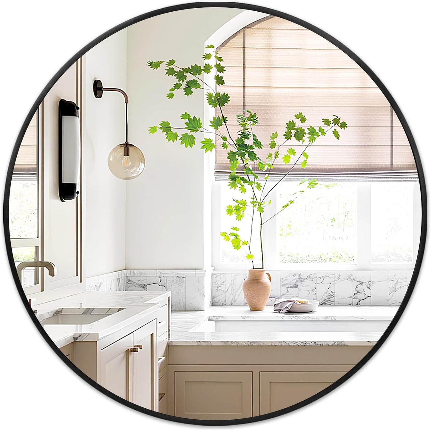 Fabuday Black Circle Mirror for Wall Decor 18 Inch - Bathroom Round Mirror with Matte Frame, Small Circular Mirrors for Entryway, Hallyway, Living Room, Bedroom