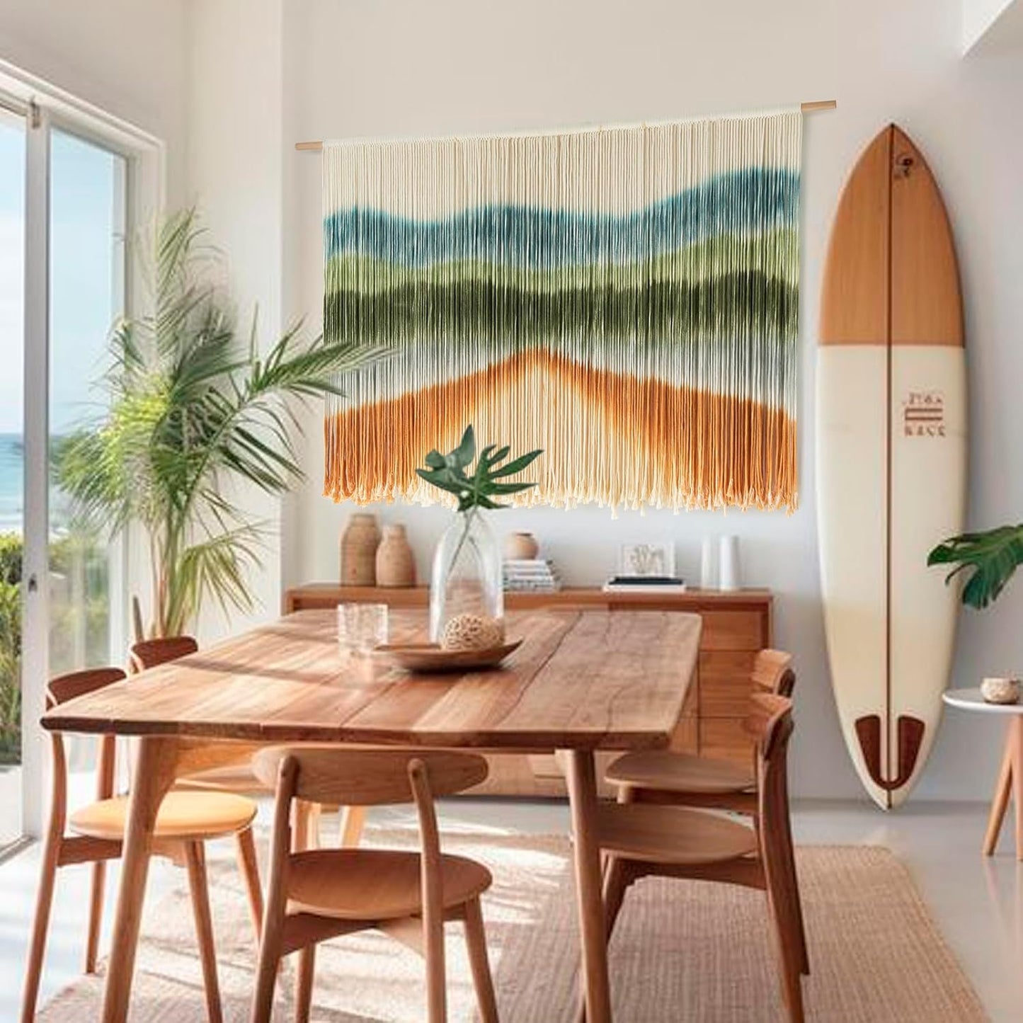 IOWER Macrame Wall Hanging Dip-Dye Chic Home Decor Boho Wall Decor Yarn Wall Art for Nursery, Bedroom, Living Room,Backdrop,57" W X 35" L