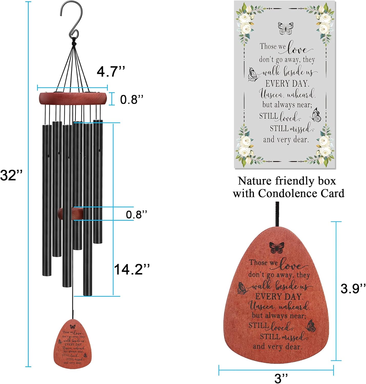 Memgift Wind Chimes for Outside Sympathy Wind Chimes for Loss of Loved One Memorial Gifts for Loss of Mother Father Daughter Sister Son Garden Yard Home Decor Keepsake Those We Love