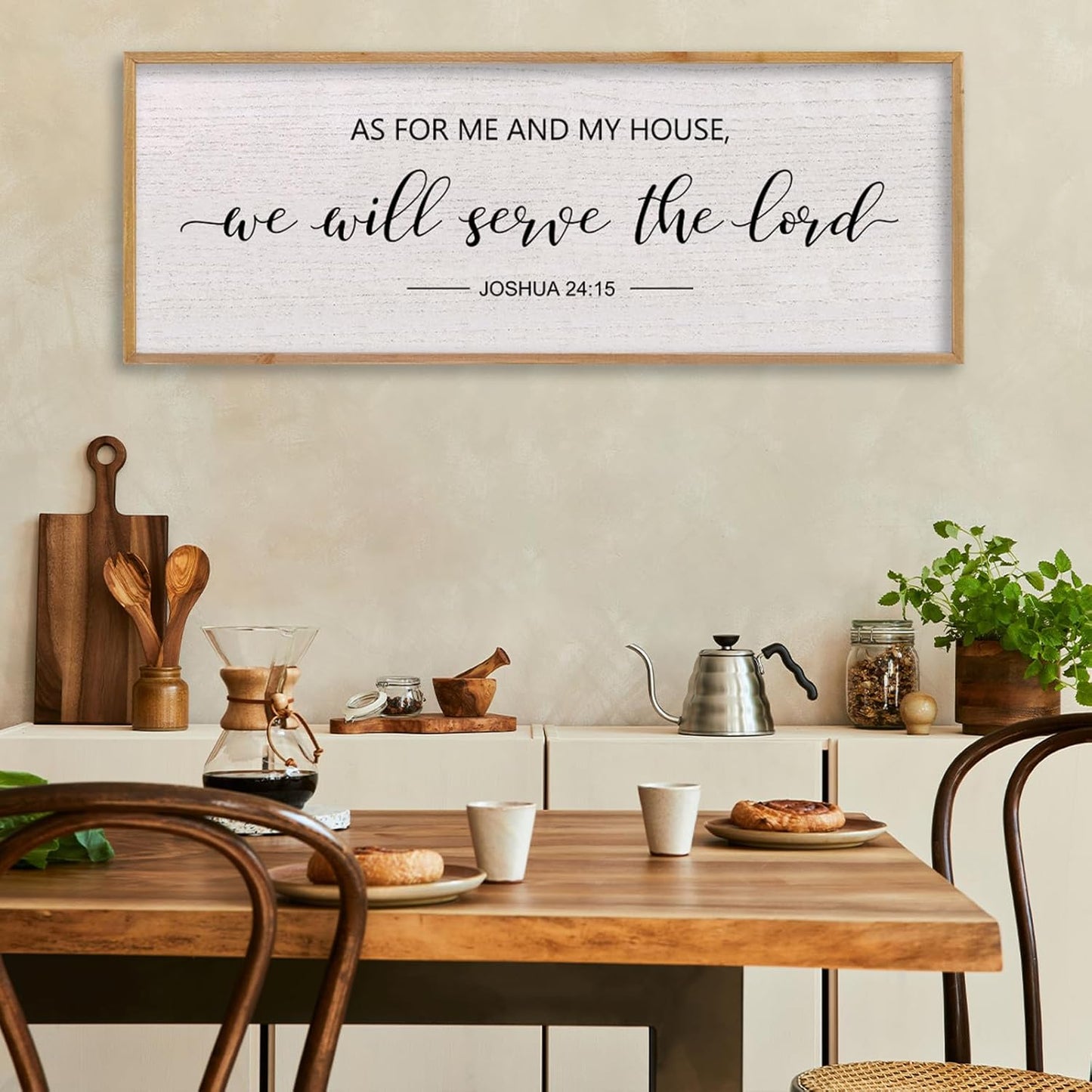 LuZhiQiang As For Me And My House We Will Serve The Lord Wall Decor Sign 40"X15" Bible Verse Religious Scripture Wall Art (Wood)