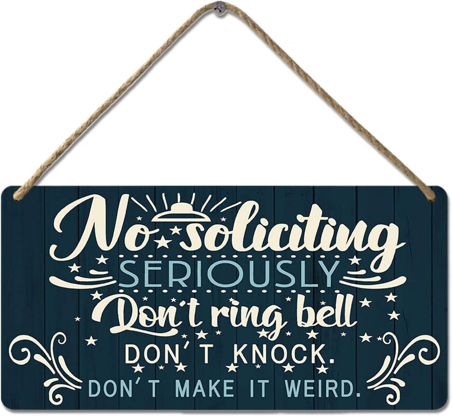 No Soliciting Sign for House Door Funny Do Not Ring Doorbell Sign for Home Front Door Seriously Don't Knock Or Ring Doorbell Don't Make It Weird Wooden Yard Signs 12x6 Inch