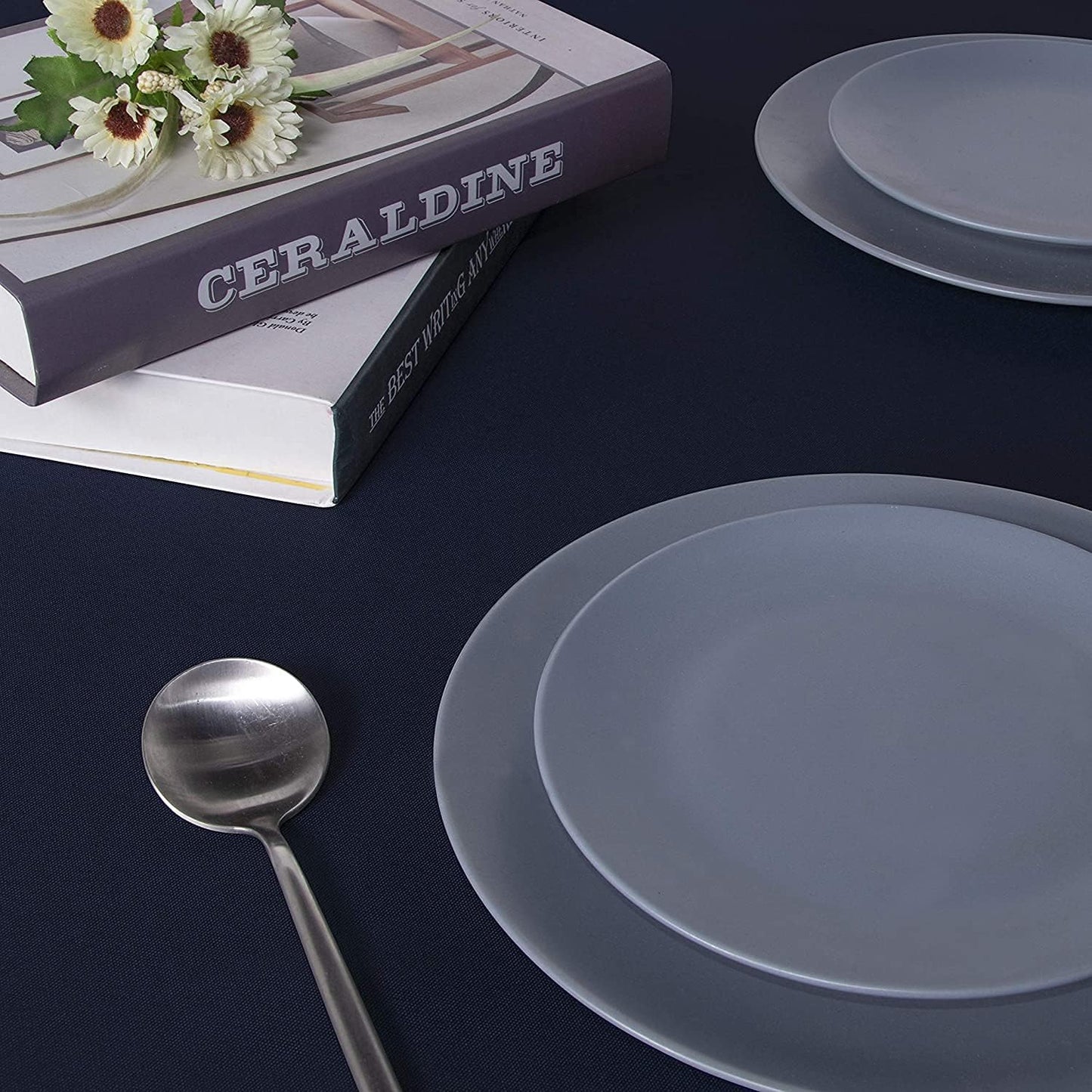 sancua Rectangle Tablecloth - 70 x 90 Inch - Stain and Wrinkle Resistant Washable Polyester Table Cloth, Decorative Fabric Table Cover for Dining Tables, Buffet Parties and Camping, Navy