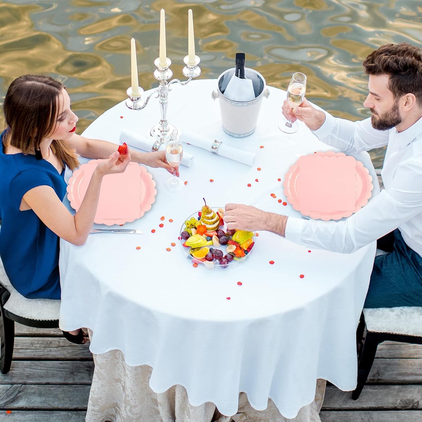 40 pcs Pink Party Paper Plates and Napkins Disposable 9 inch 20 pcs Dessert Plates & 20 pcs Napkins Tableware for Fruit Cake Party Decorations